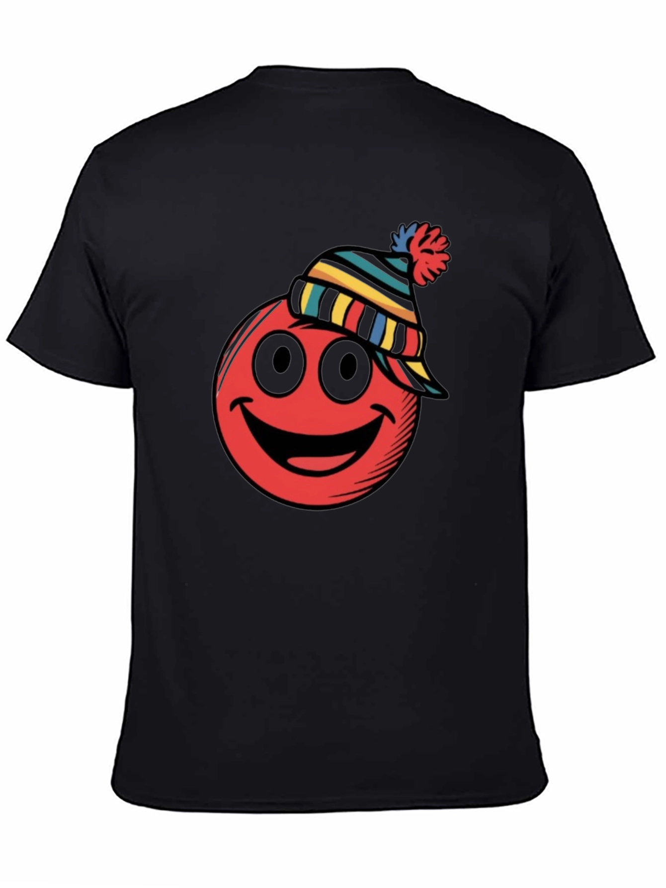 Red Smiley Face Winter Hat Graphic Tee