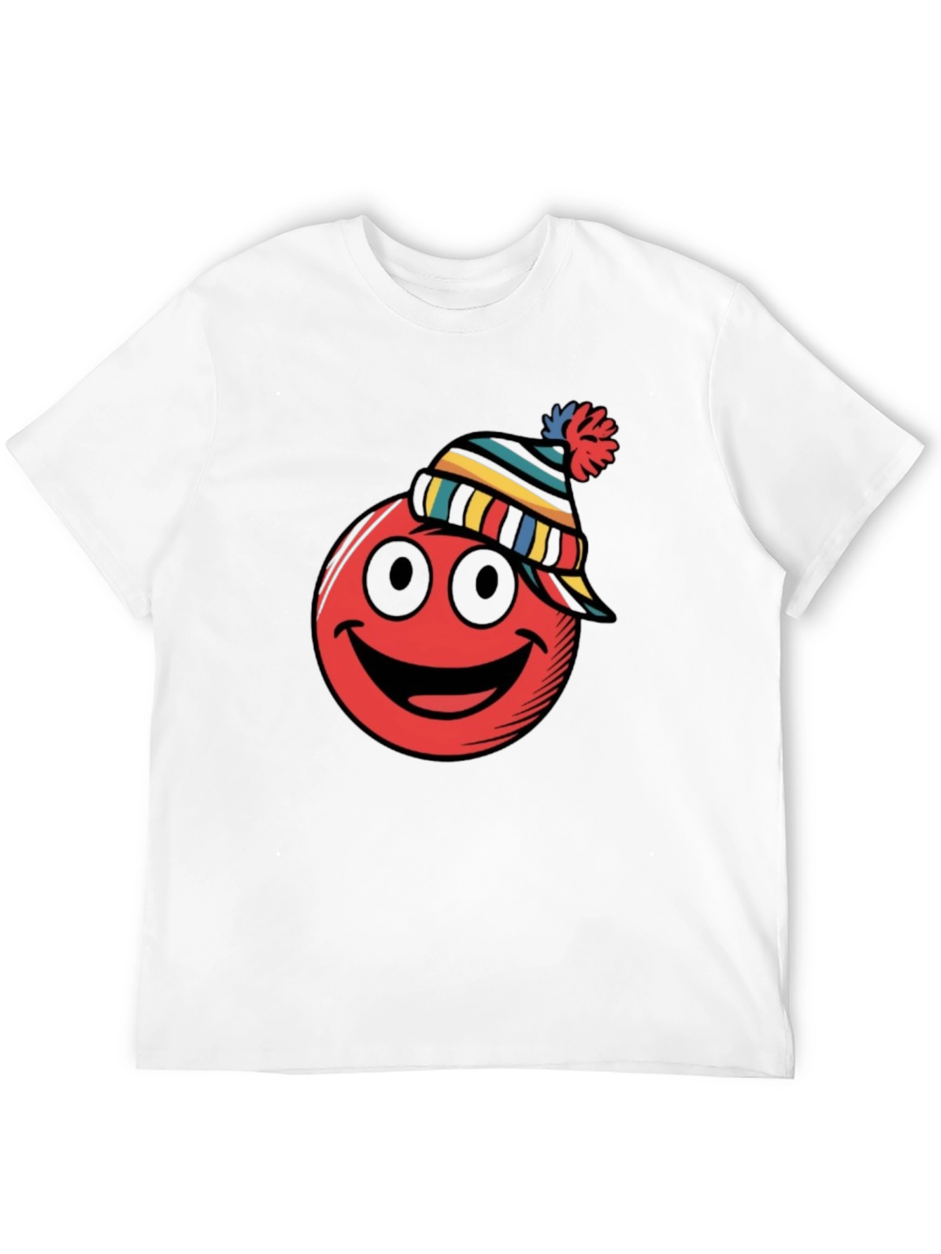 Red Smiley Face Winter Hat Graphic Tee