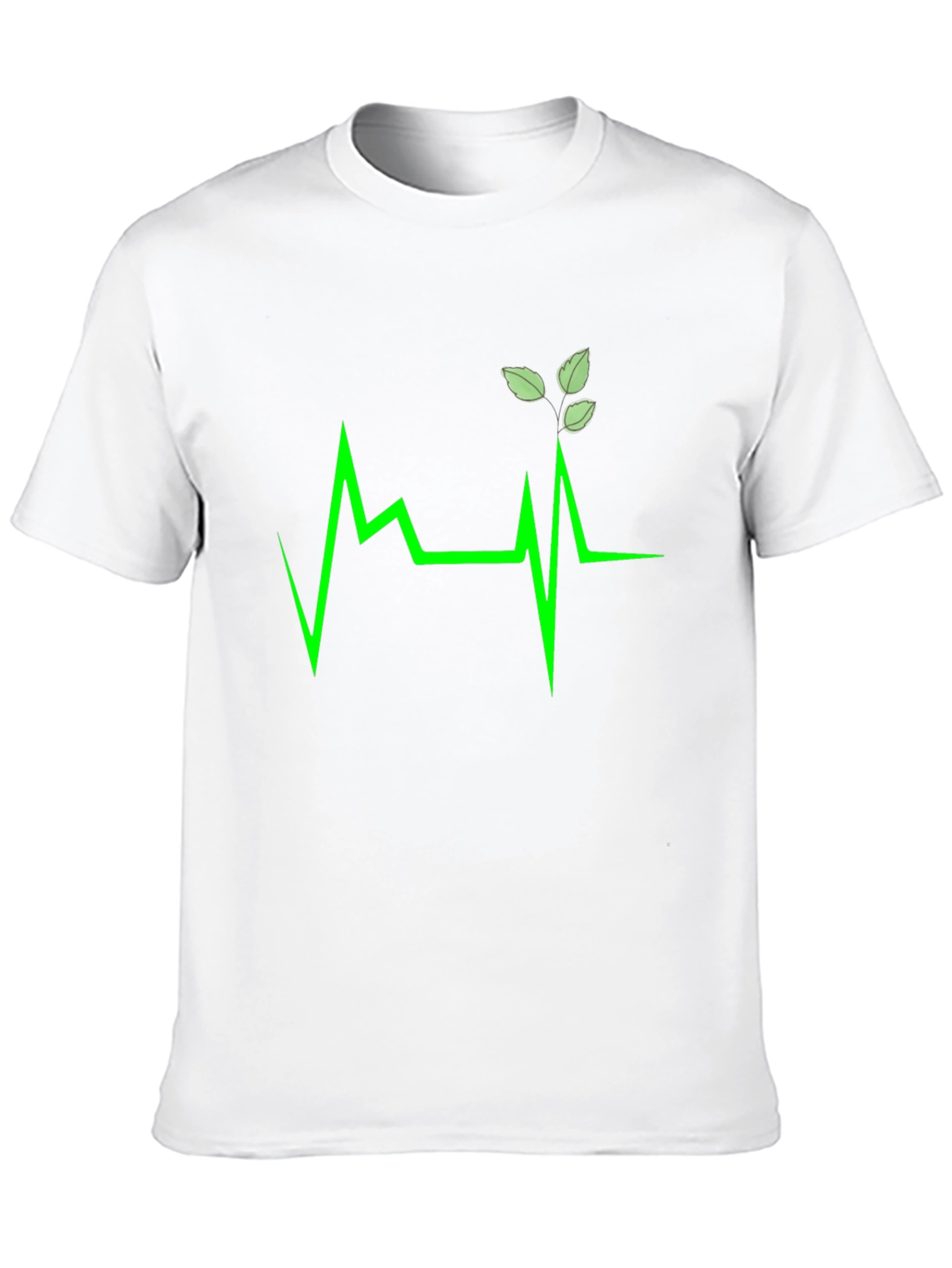 Green Heartbeat Leaf Design T-Shirt