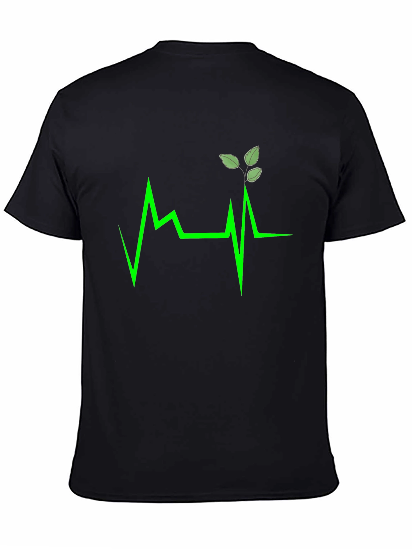 Green Heartbeat Leaf Design T-Shirt