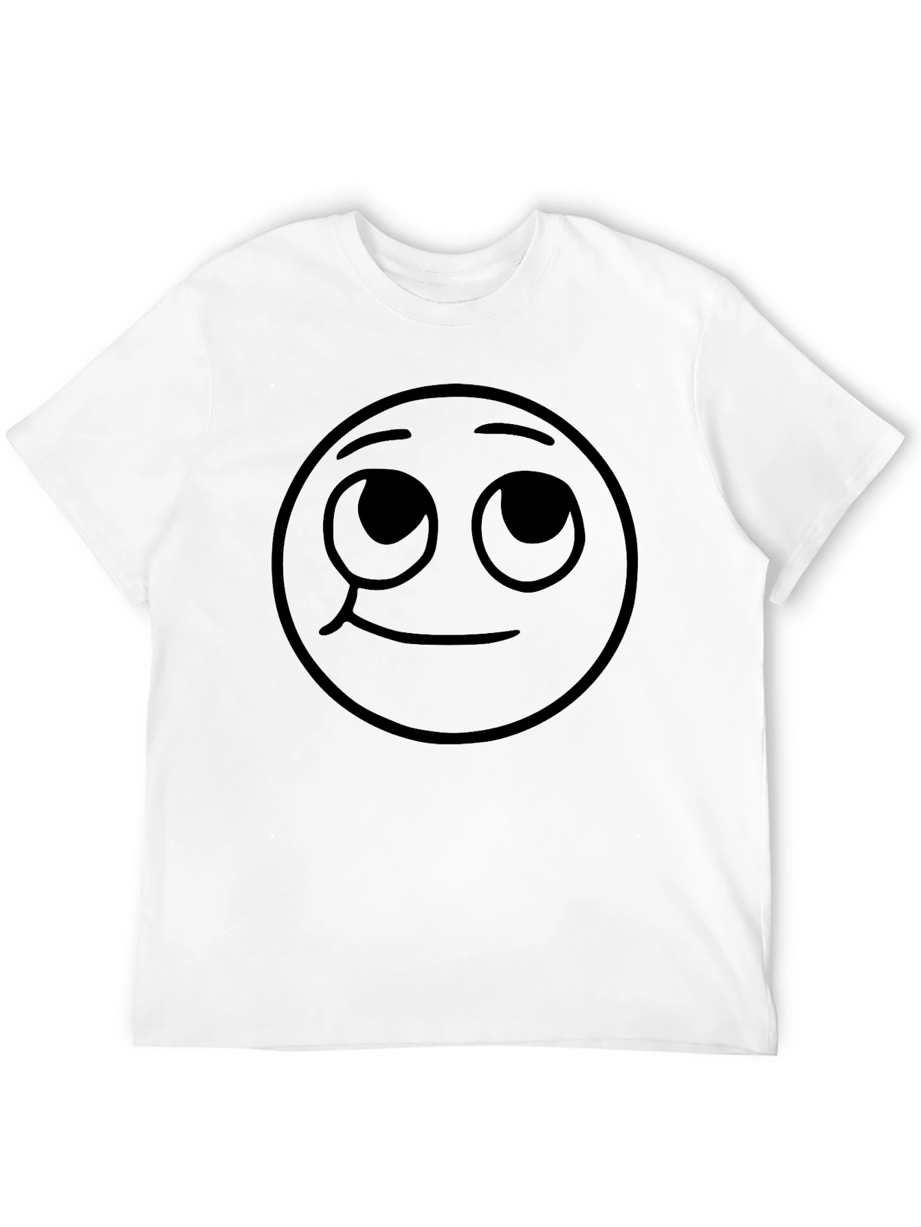 Black Emoji Graphic T-Shirt -  Contemplative Smiley Face