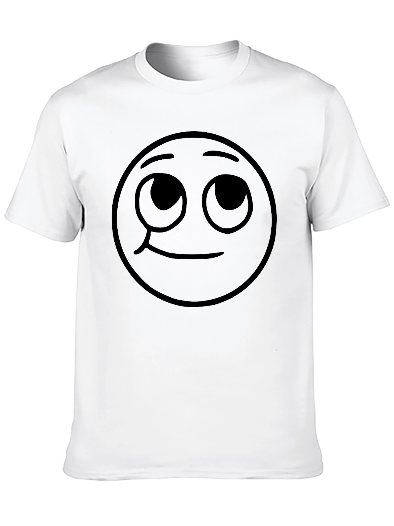 Black Emoji Graphic T-Shirt -  Contemplative Smiley Face