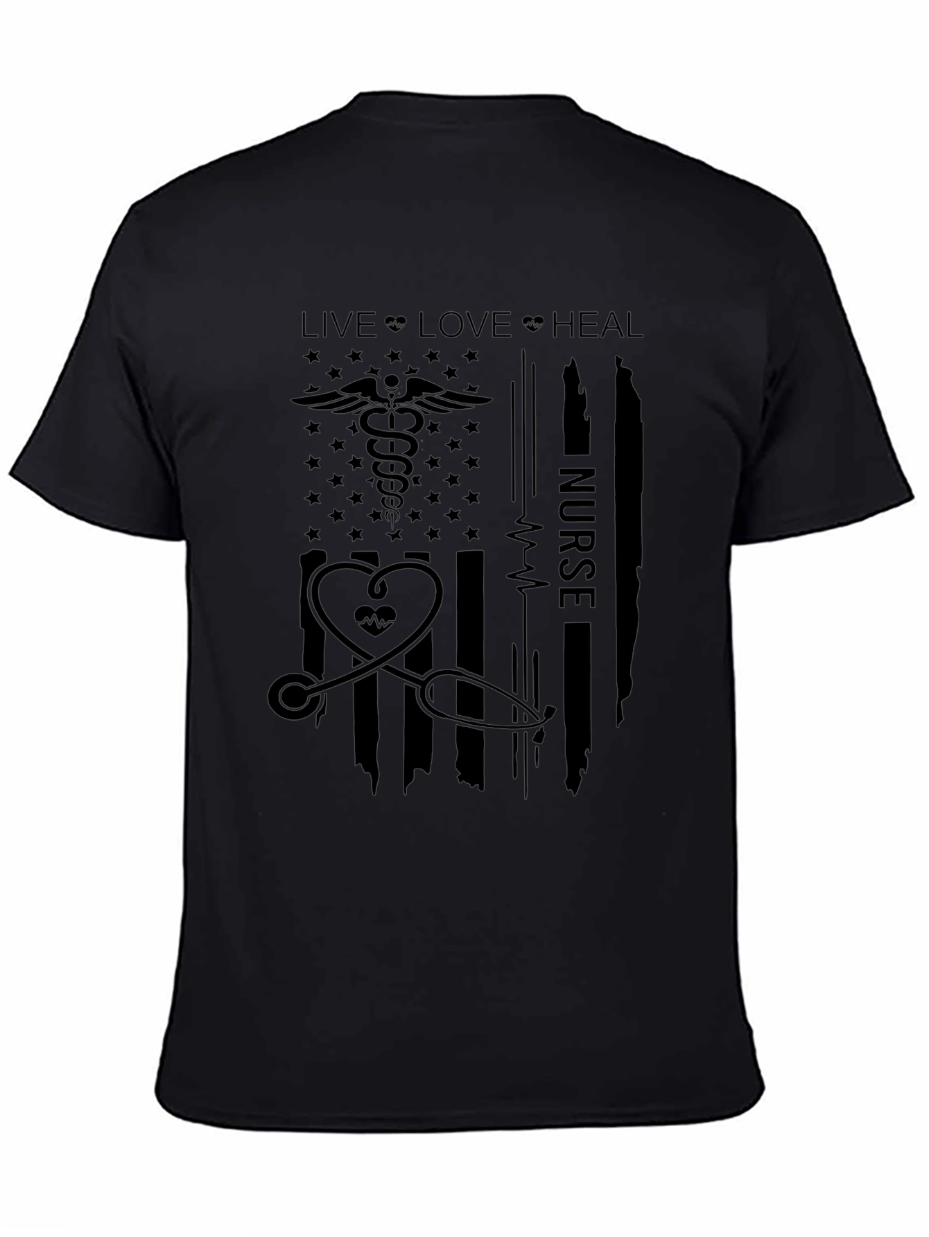 Nurse American Flag T-Shirt - Live Love Heal