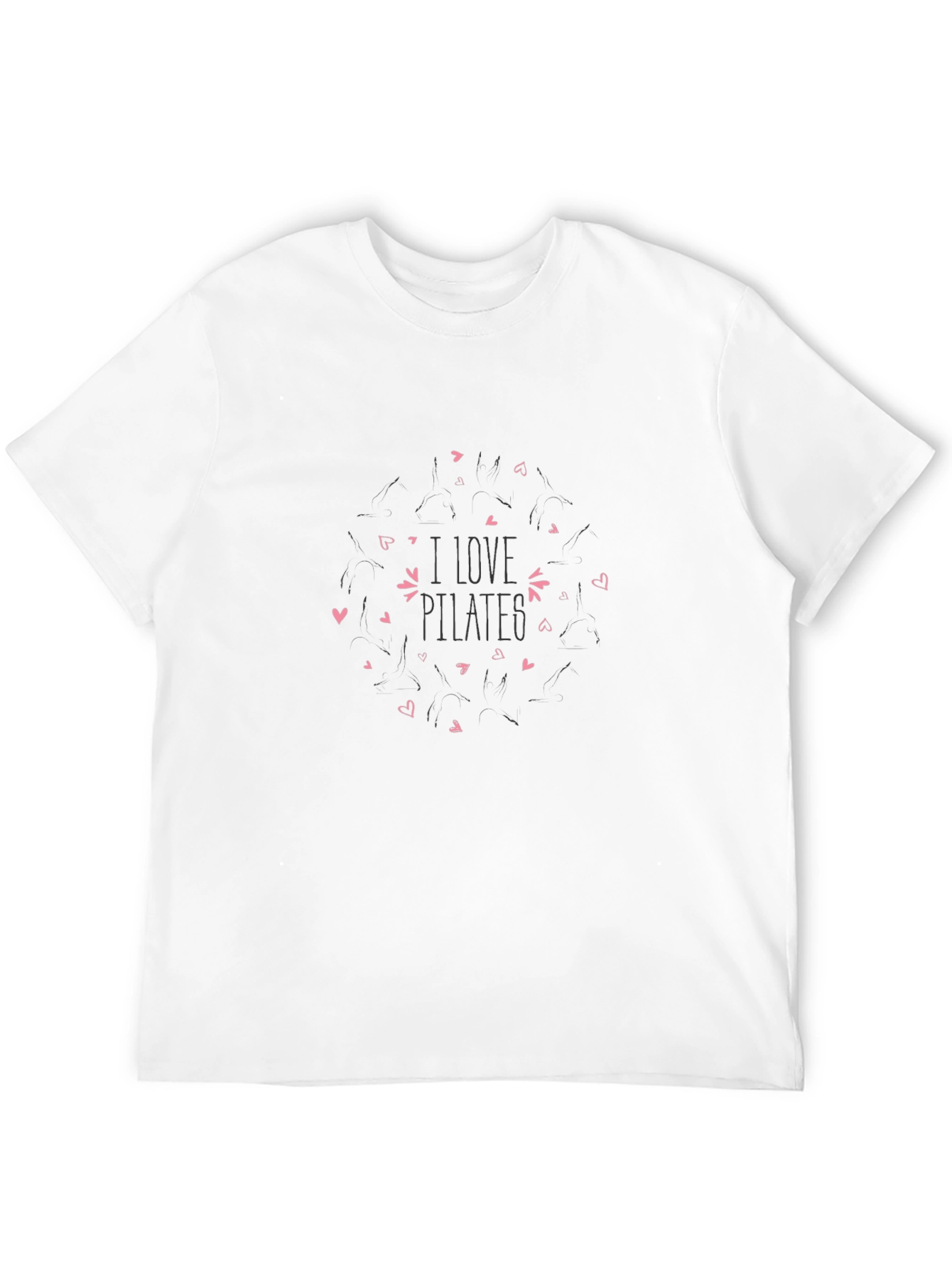 I Love Pilates Black T-Shirt with Heart Design