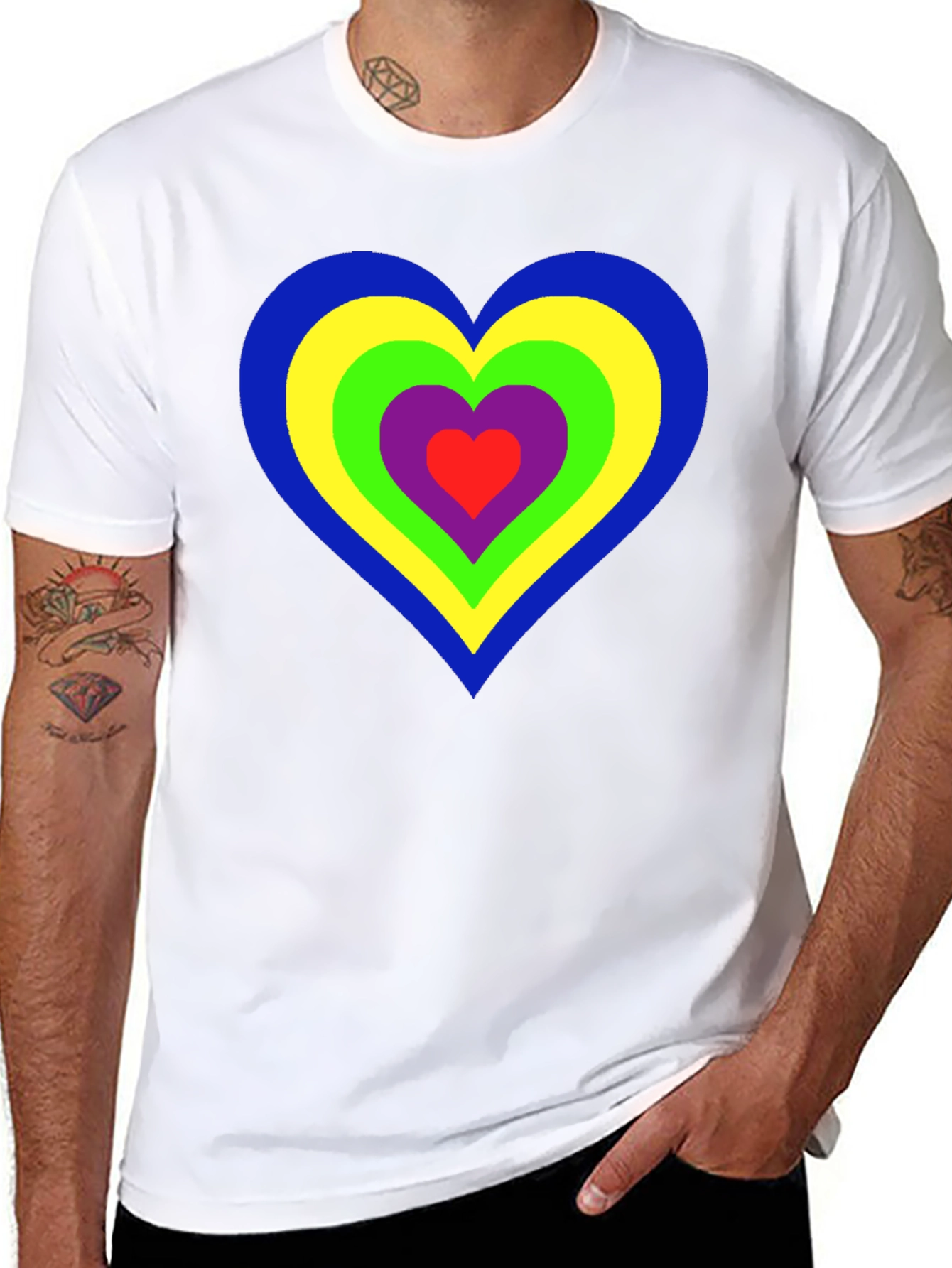 Rainbow Heart Graphic Black T-Shirt