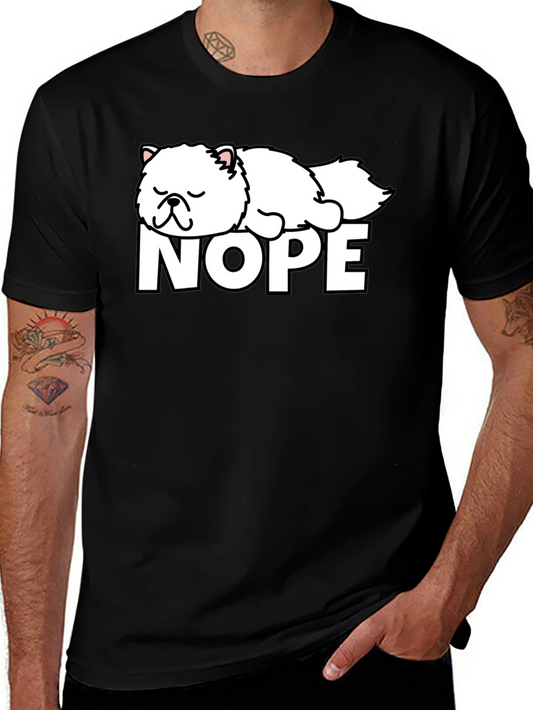 Nope Cat T-Shirt - Lazy Day Vibes Soft Cotton Tee