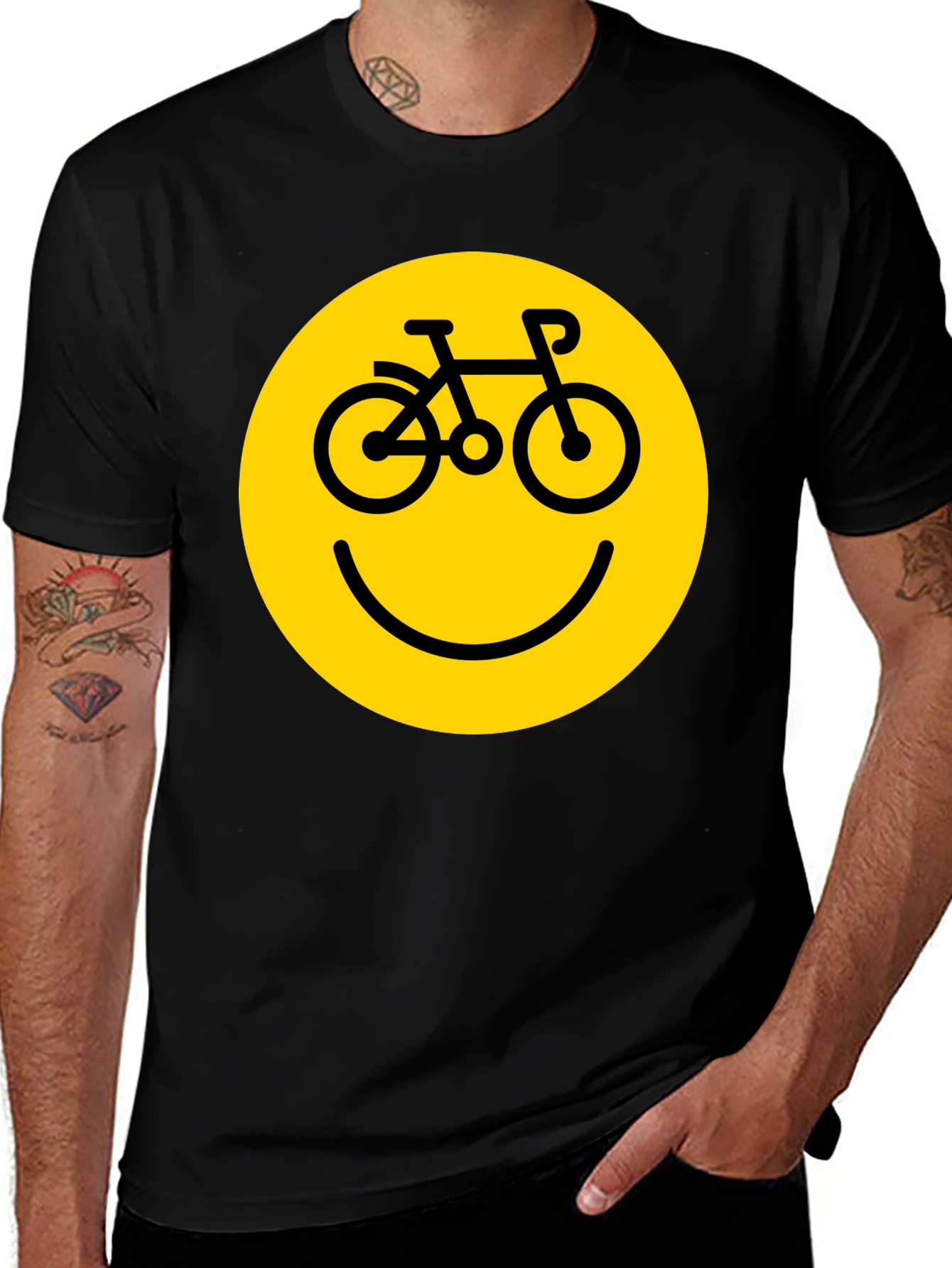 Smiley Face Bike T-Shirt - Yellow Graphic