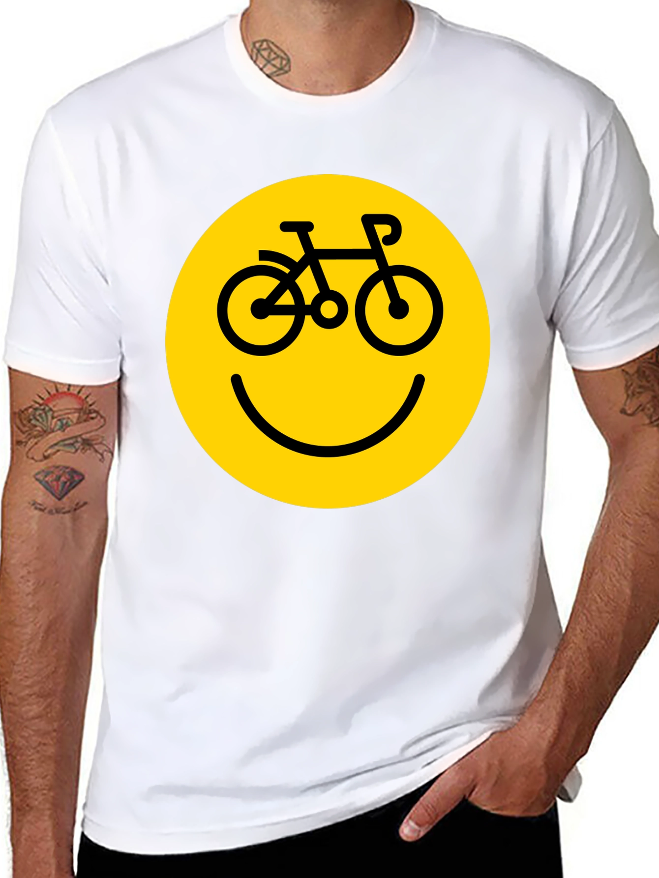 Smiley Face Bike T-Shirt - Yellow Graphic