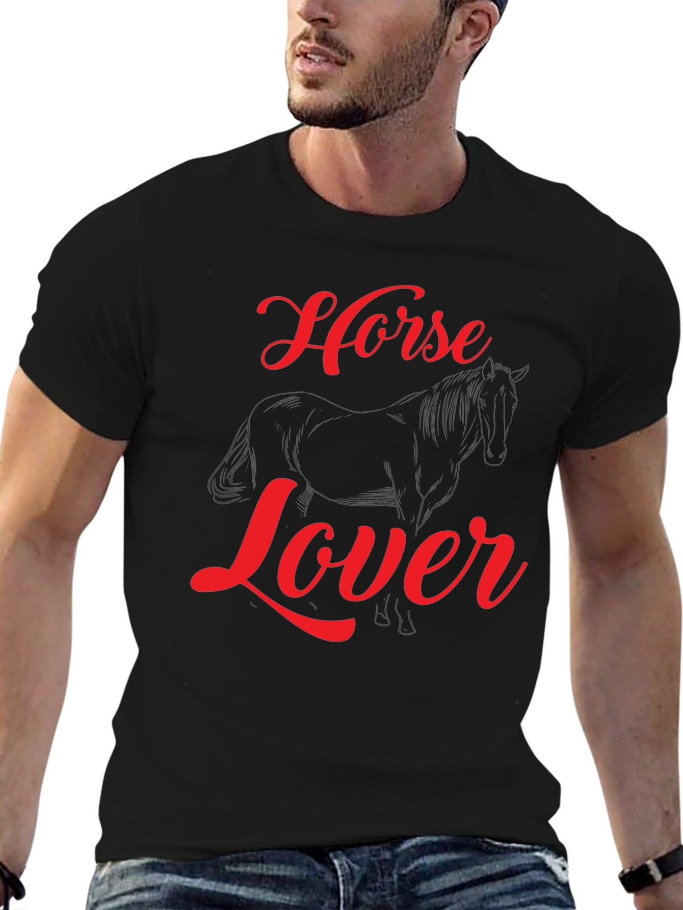 Horse Lover Graphic Tee - Black Cotton T-Shirt