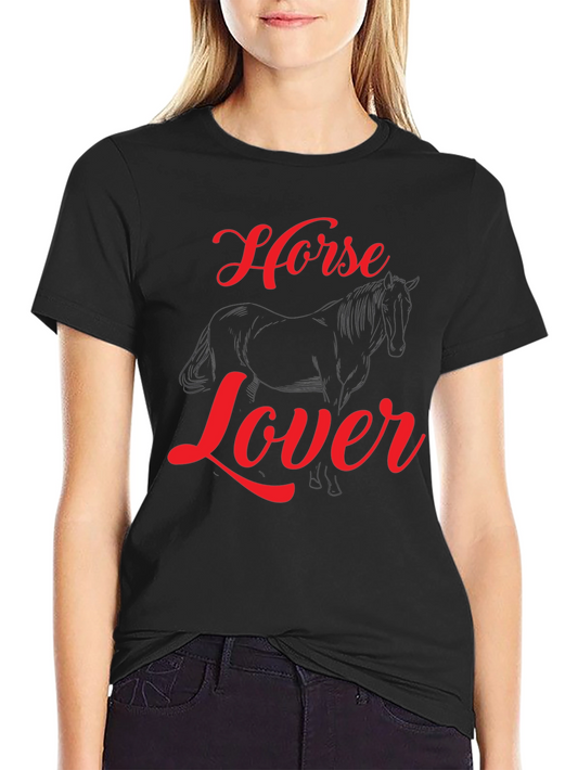 Horse Lover Graphic Tee - Black Cotton T-Shirt