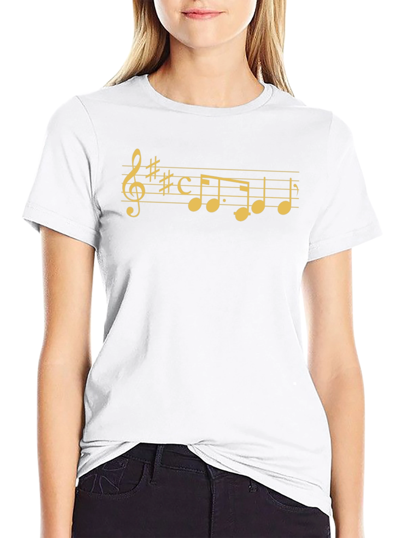 Musical Note Graphic Tee - Stylish Black Cotton T-Shirt