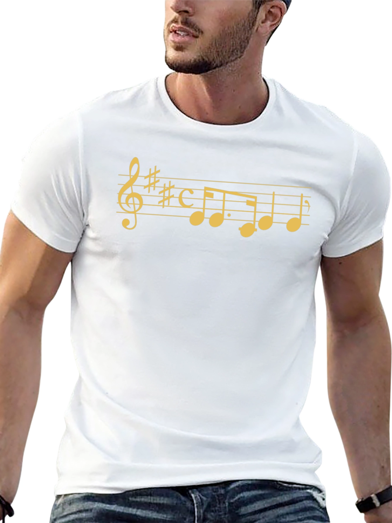 Musical Note Graphic Tee - Stylish Black Cotton T-Shirt