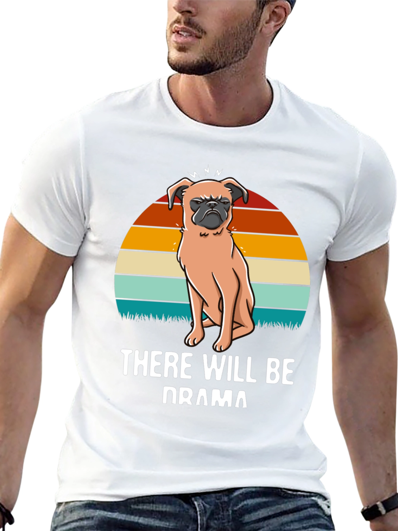 Drama Pug Graphic Tee - Unisex Black T-Shirt
