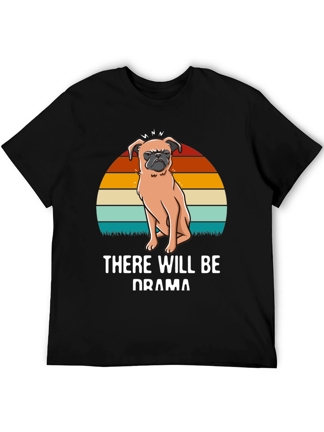 Drama Pug Graphic Tee - Unisex Black T-Shirt