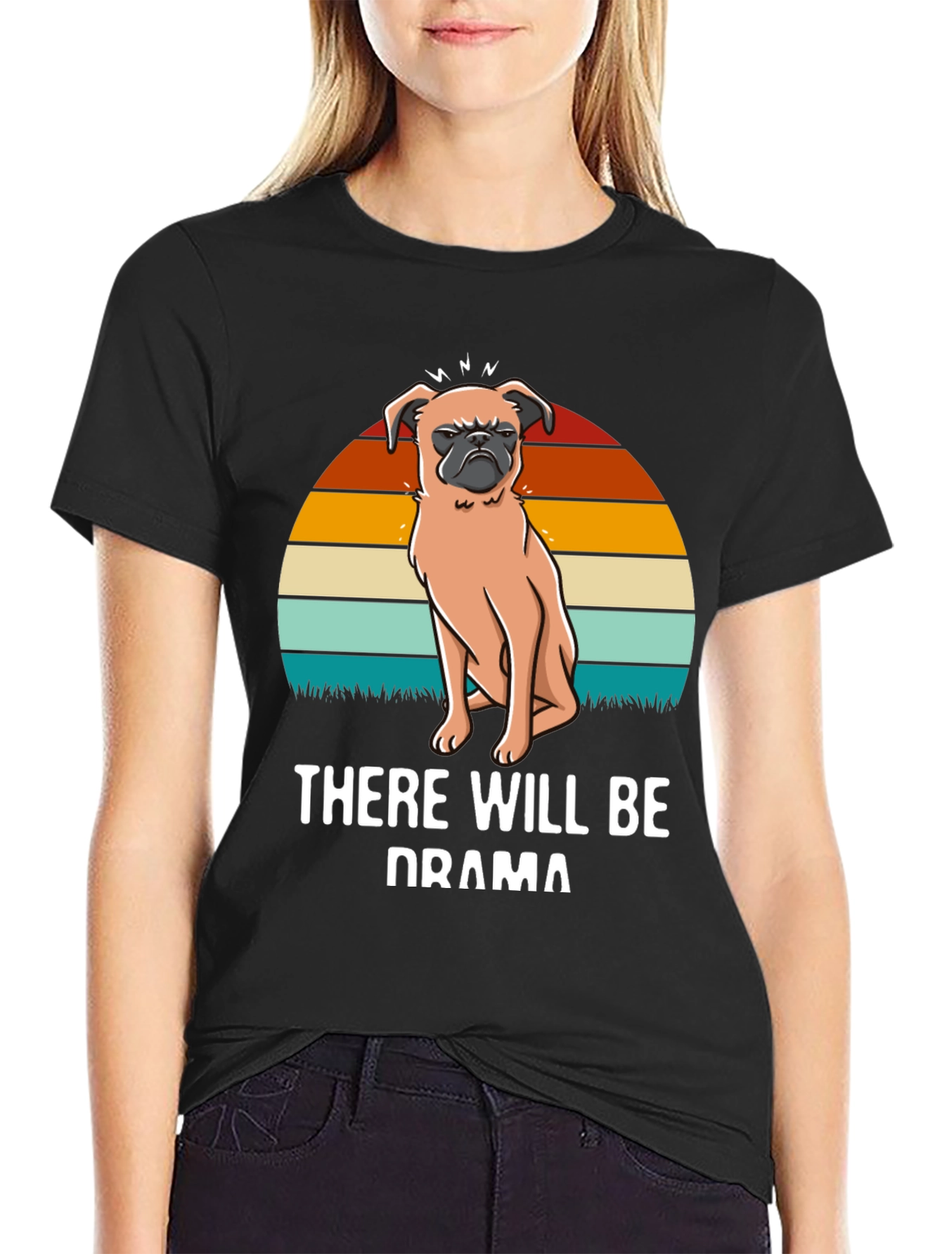 Drama Pug Graphic Tee - Unisex Black T-Shirt