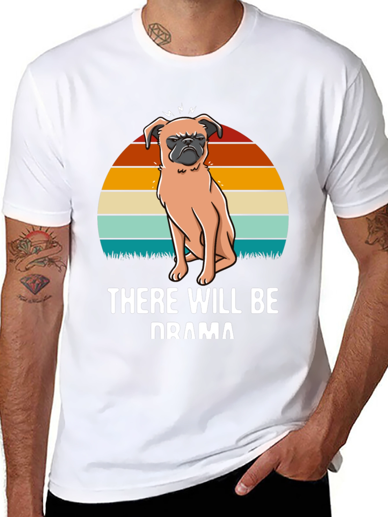 Drama Pug Graphic Tee - Unisex Black T-Shirt