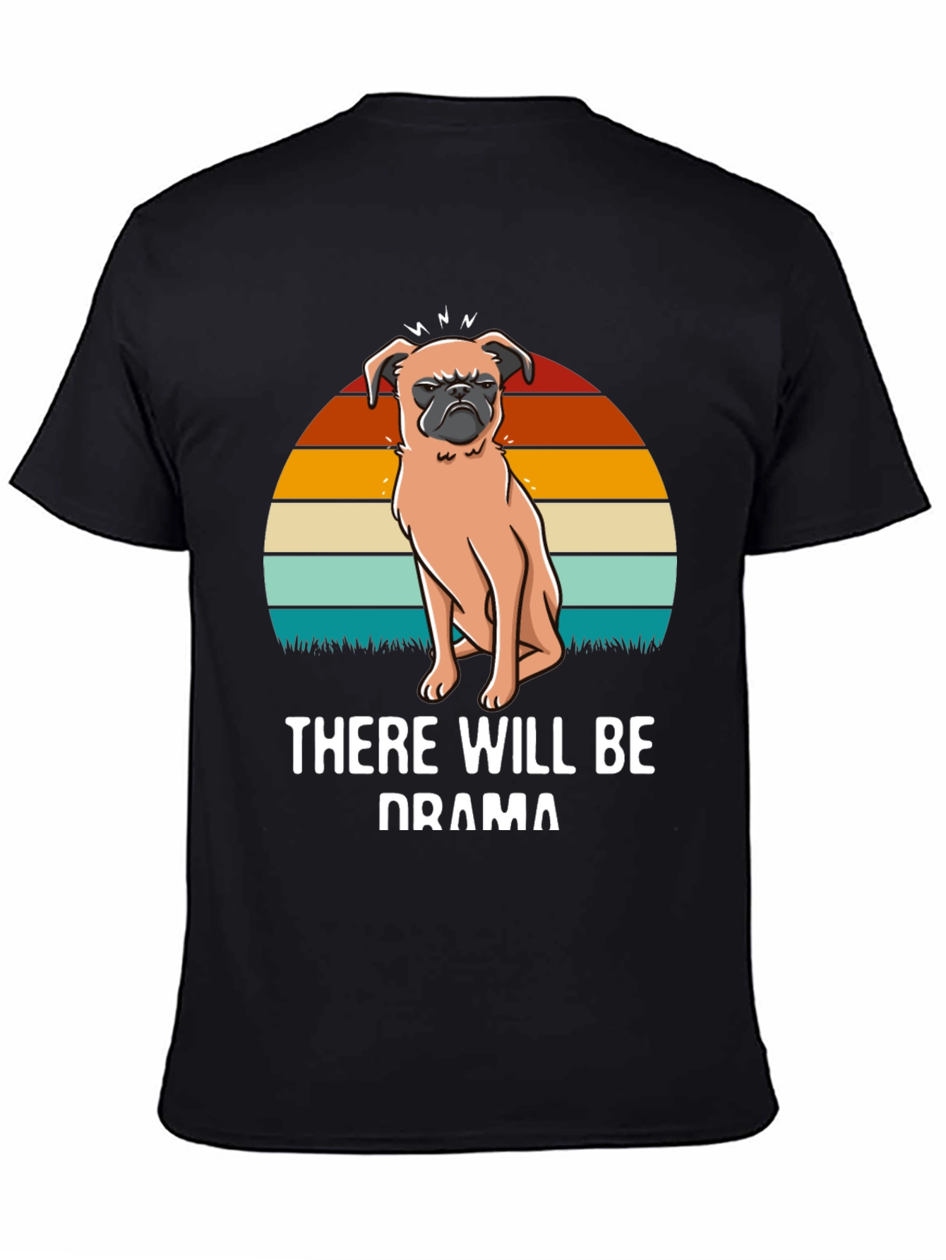 Drama Pug Graphic Tee - Unisex Black T-Shirt