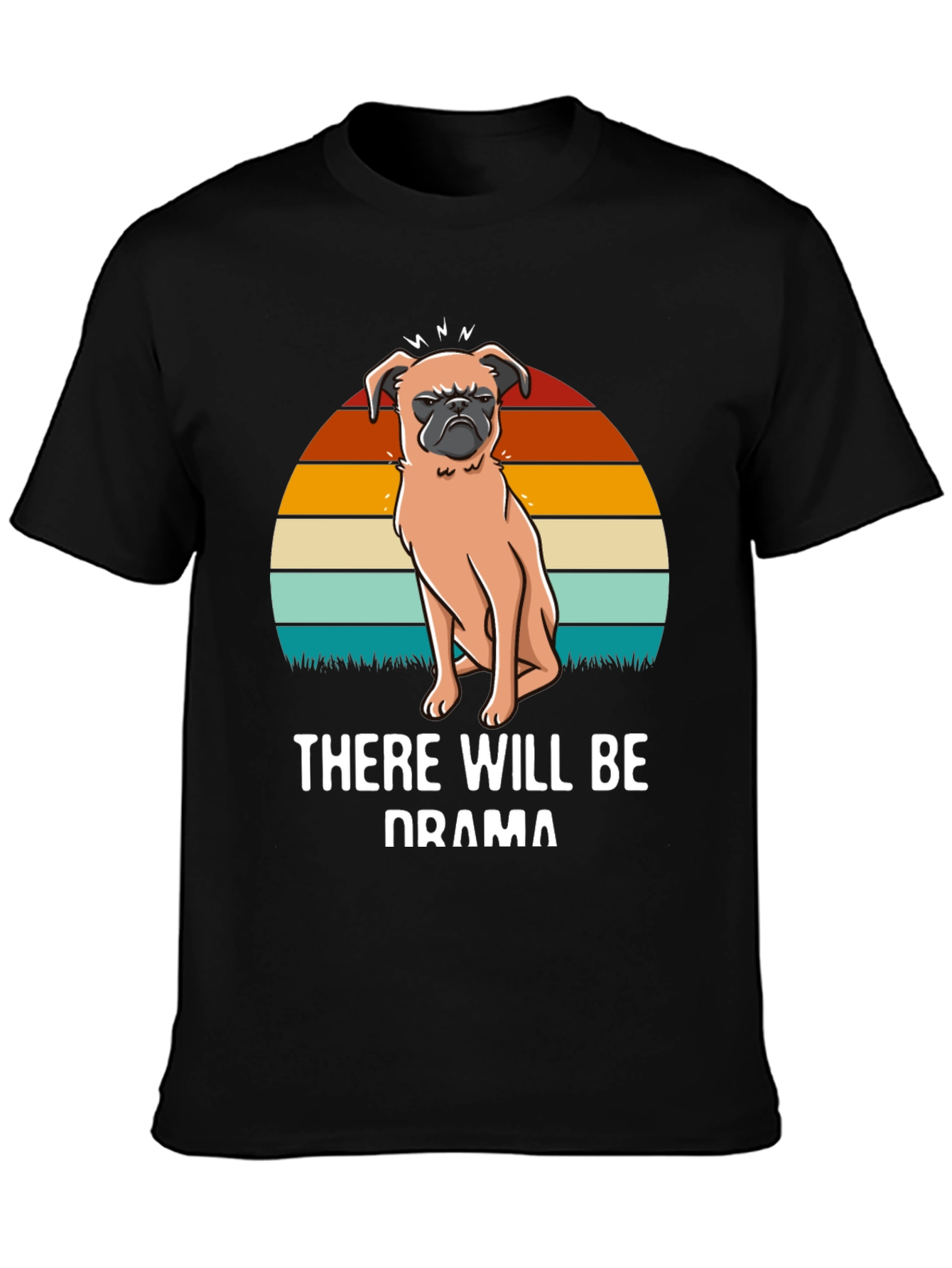 Drama Pug Graphic Tee - Unisex Black T-Shirt