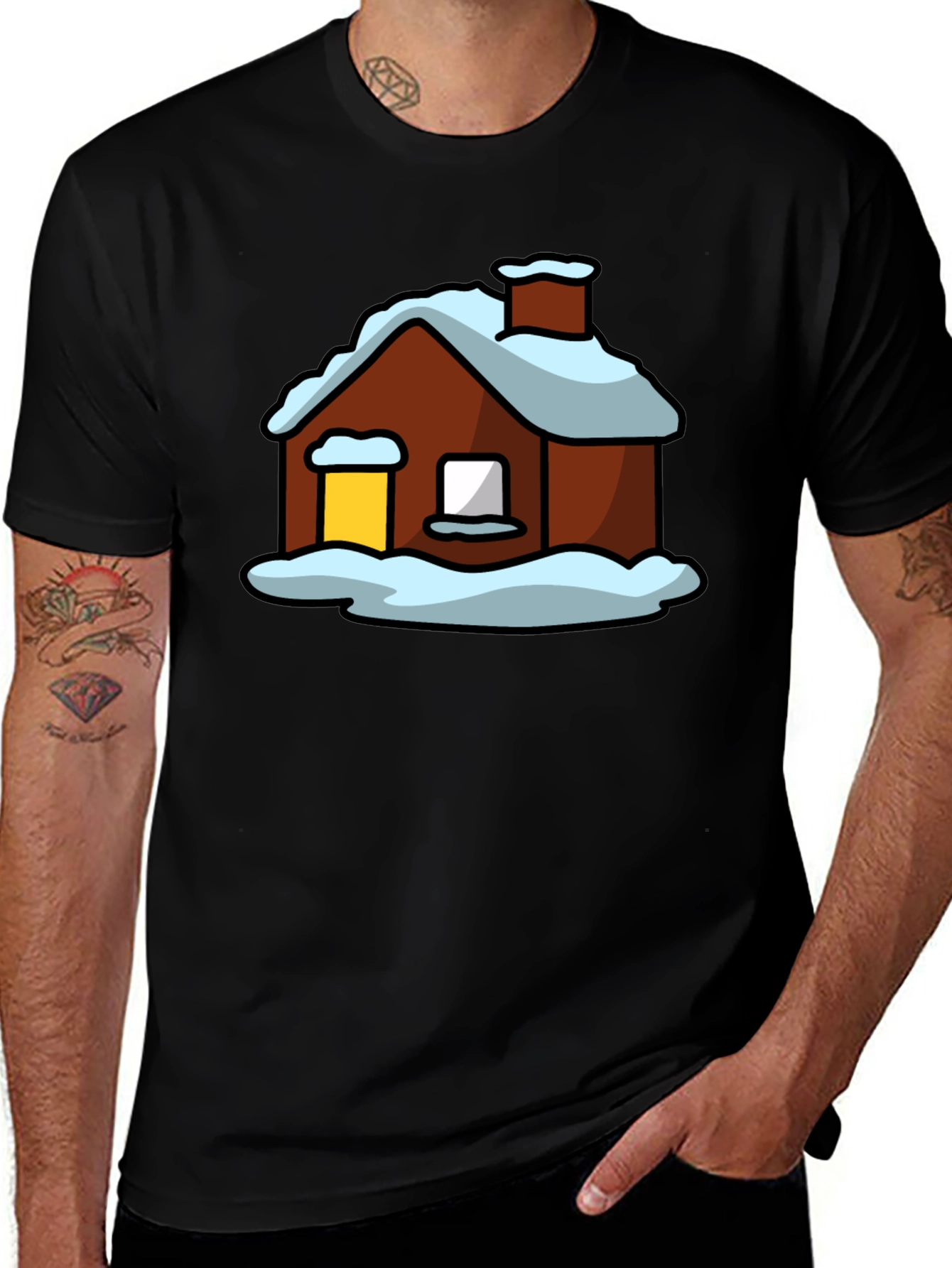 Winter Cabin Graphic Tee - Cozy Holiday Shirt