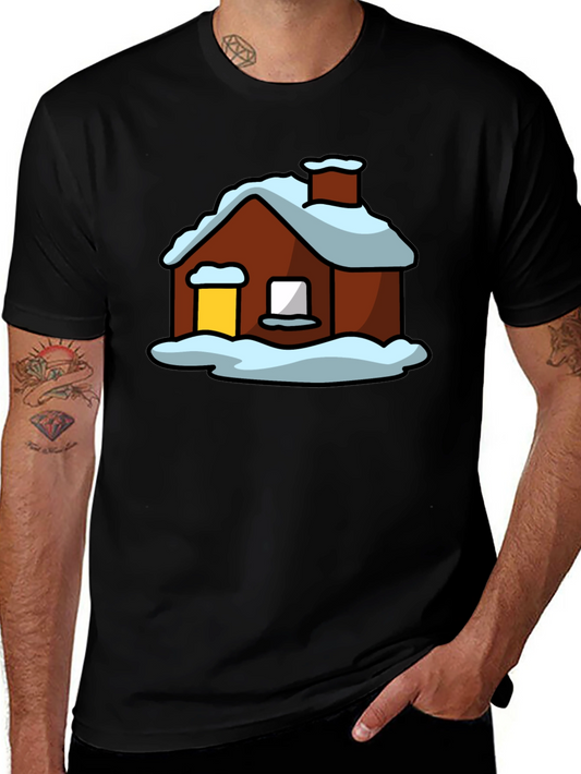 Winter Cabin Graphic Tee - Cozy Holiday Shirt
