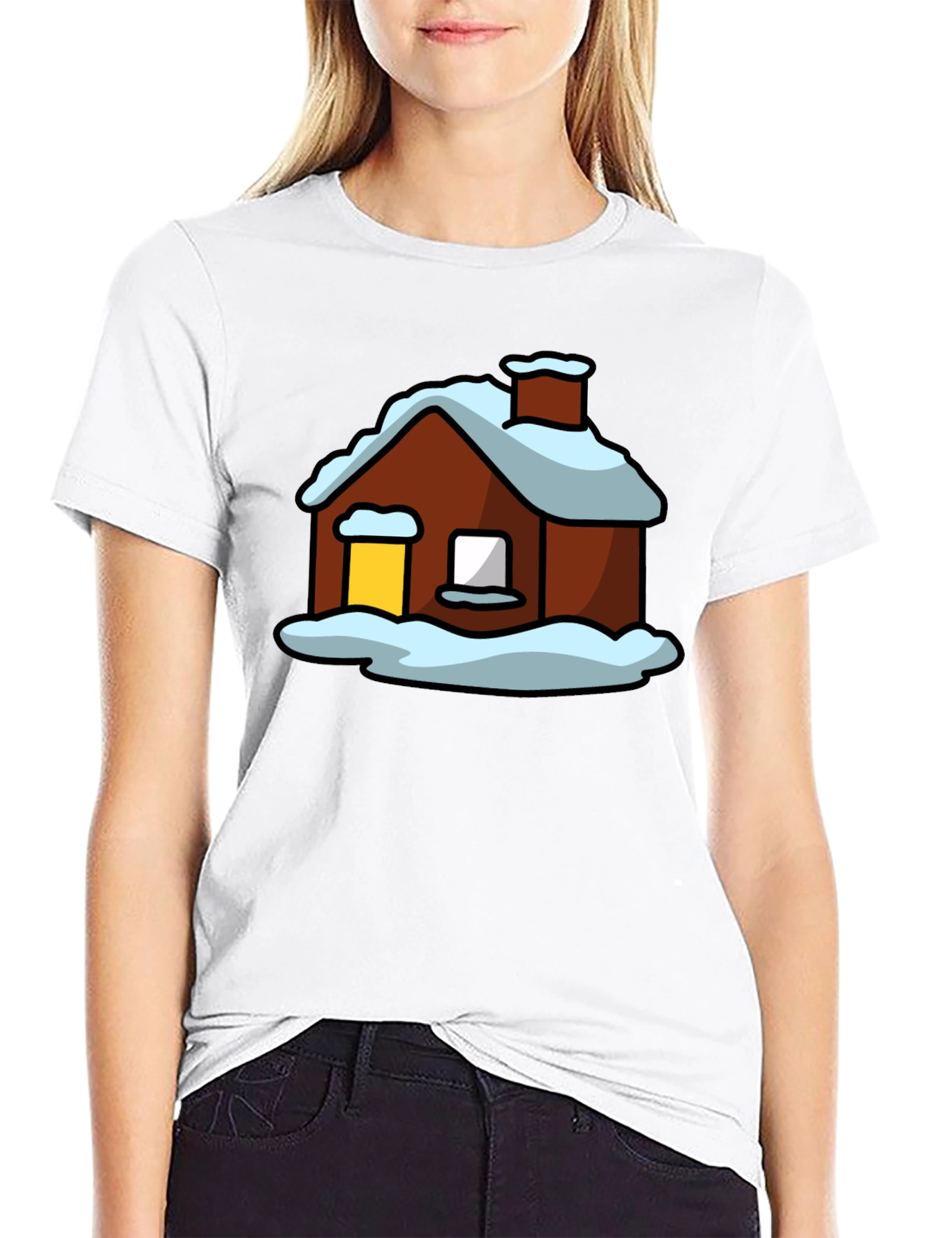 Winter Cabin Graphic Tee - Cozy Holiday Shirt