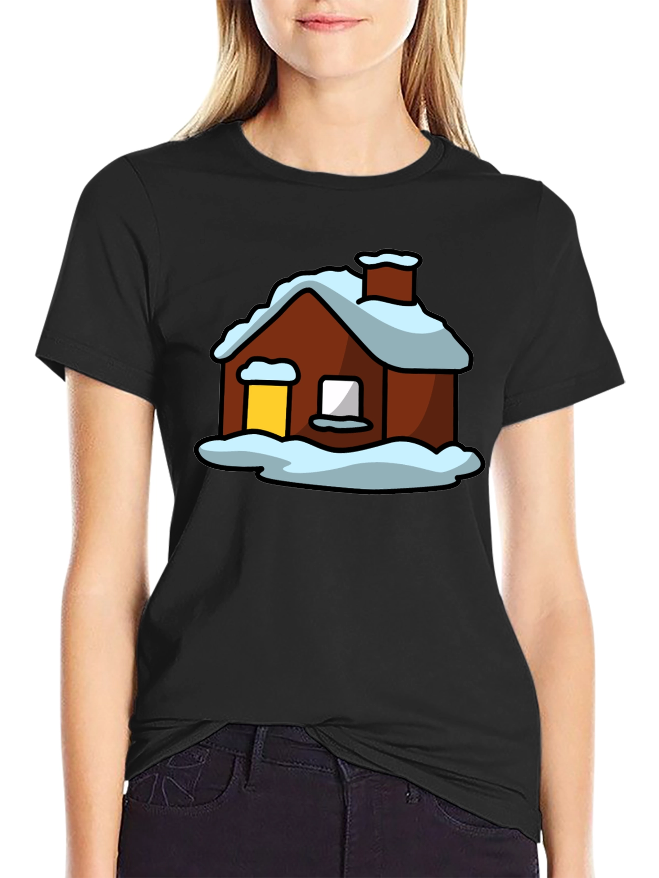 Winter Cabin Graphic Tee - Cozy Holiday Shirt