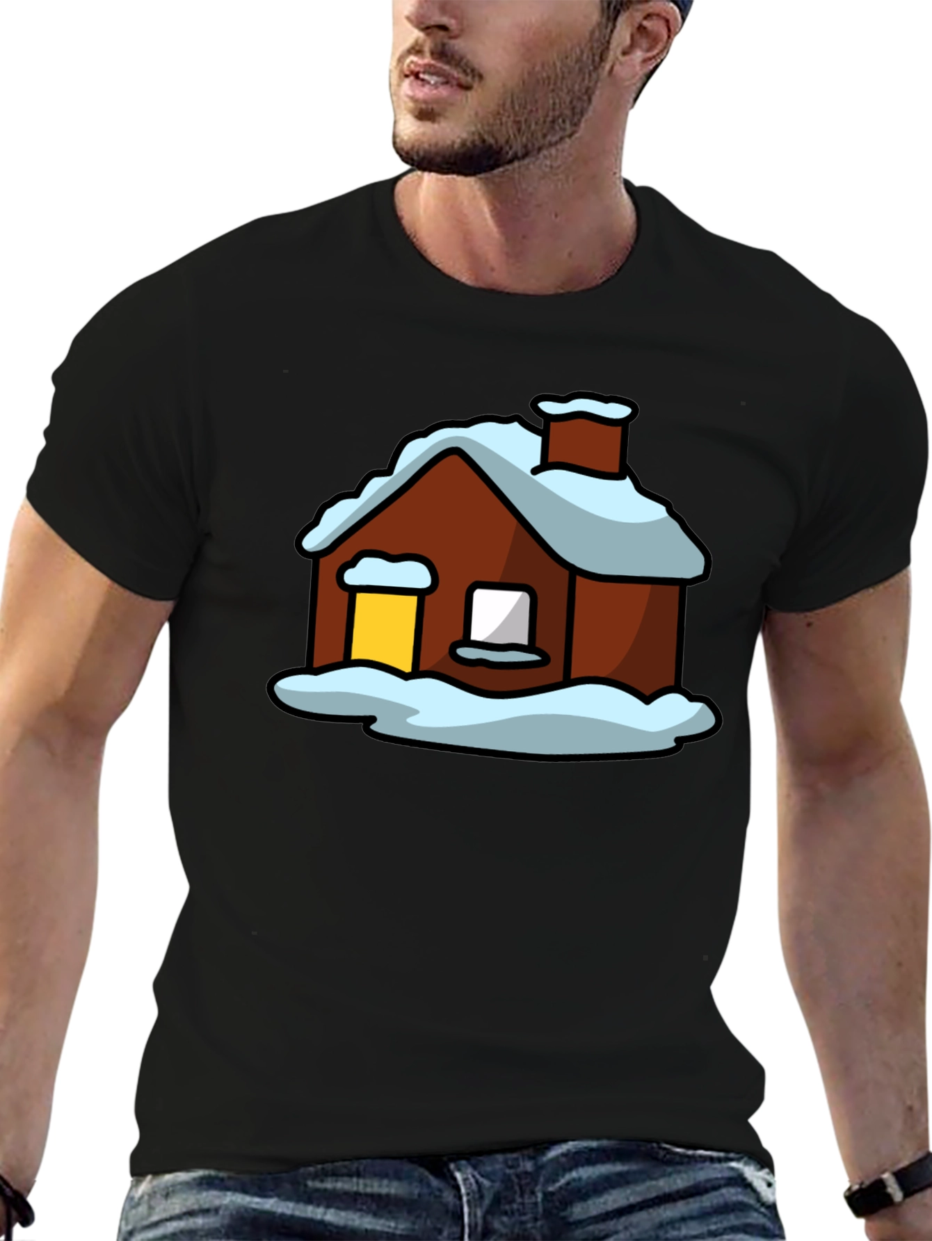Winter Cabin Graphic Tee - Cozy Holiday Shirt