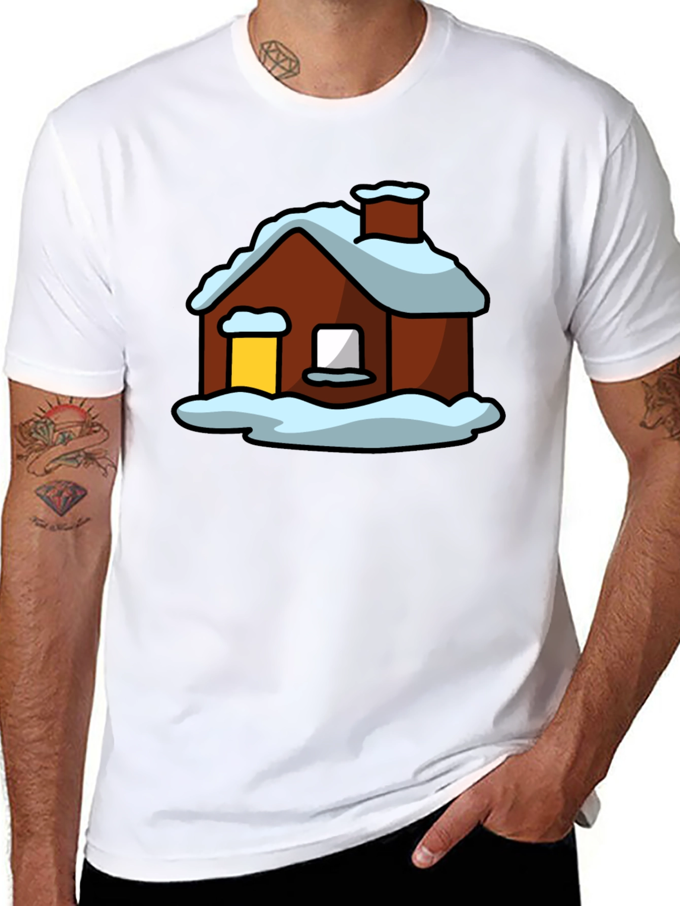 Winter Cabin Graphic Tee - Cozy Holiday Shirt