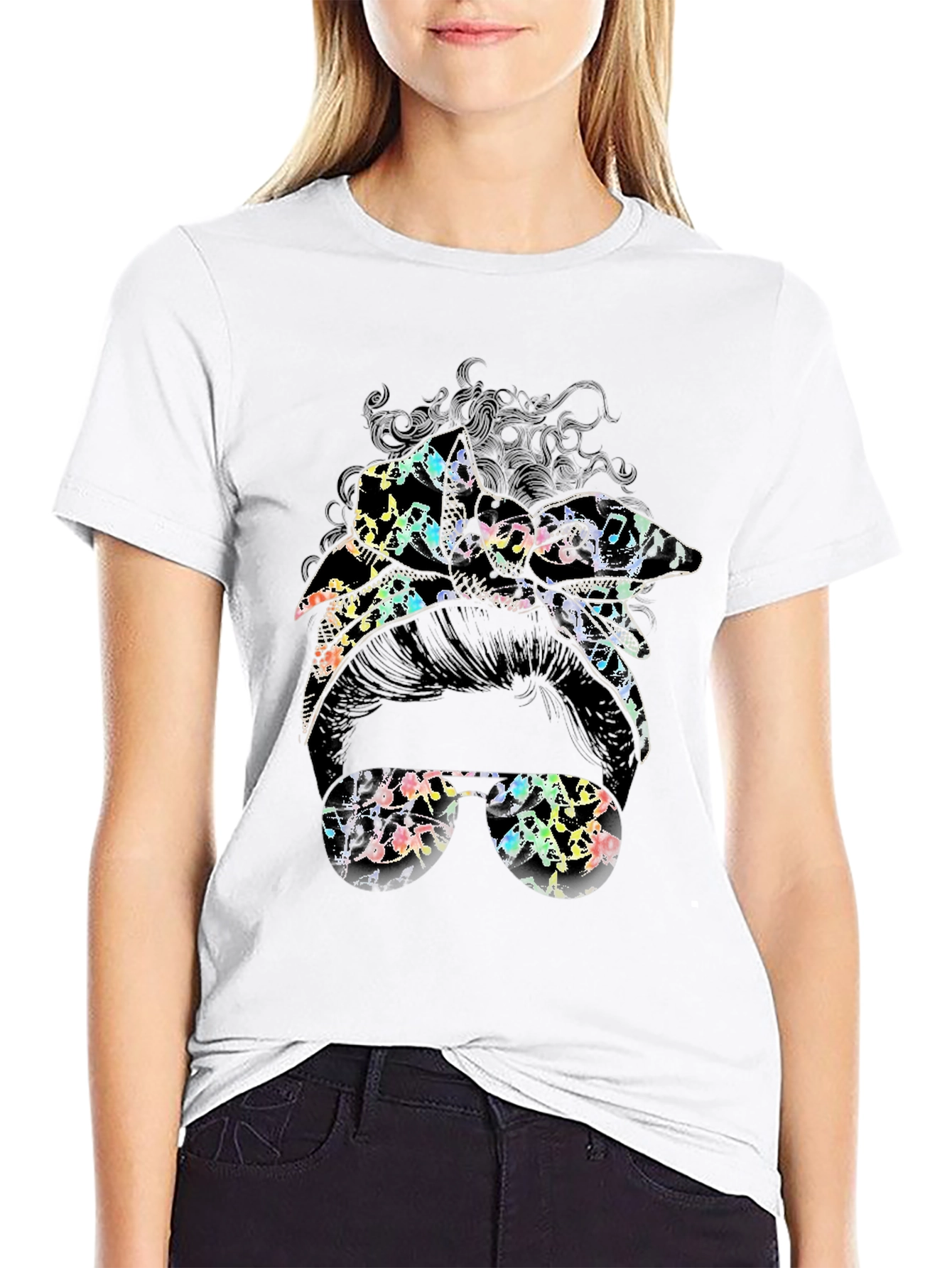 Music Note Messy Bun T-Shirt