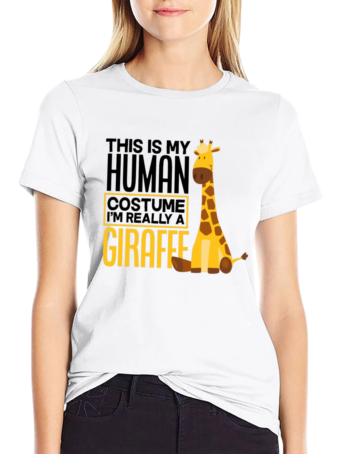 Human Costume Giraffe T-Shirt - Funny Animal Tee