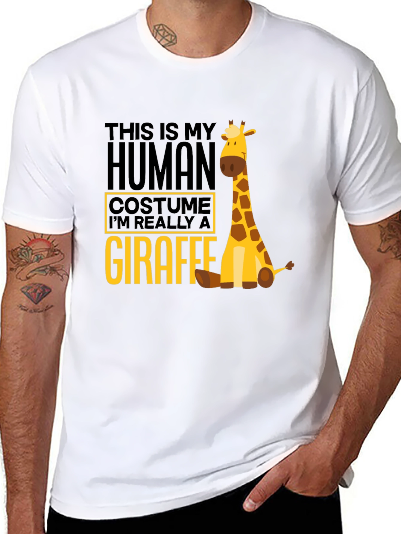 Human Costume Giraffe T-Shirt - Funny Animal Tee