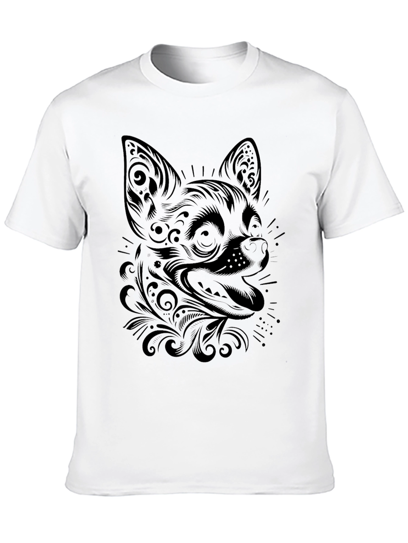 Chihuahua Dog Graphic Print Black T-Shirt