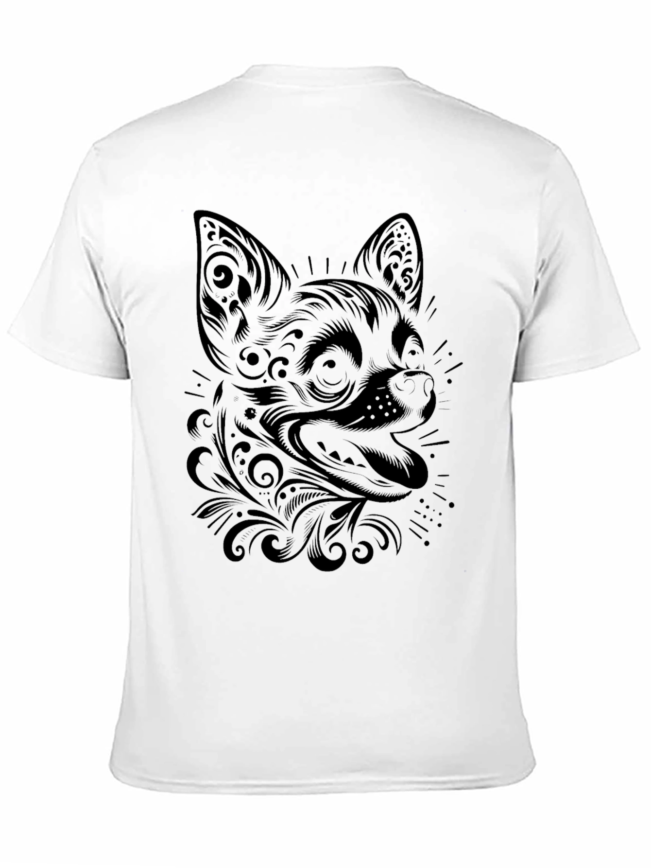 Chihuahua Dog Graphic Print Black T-Shirt