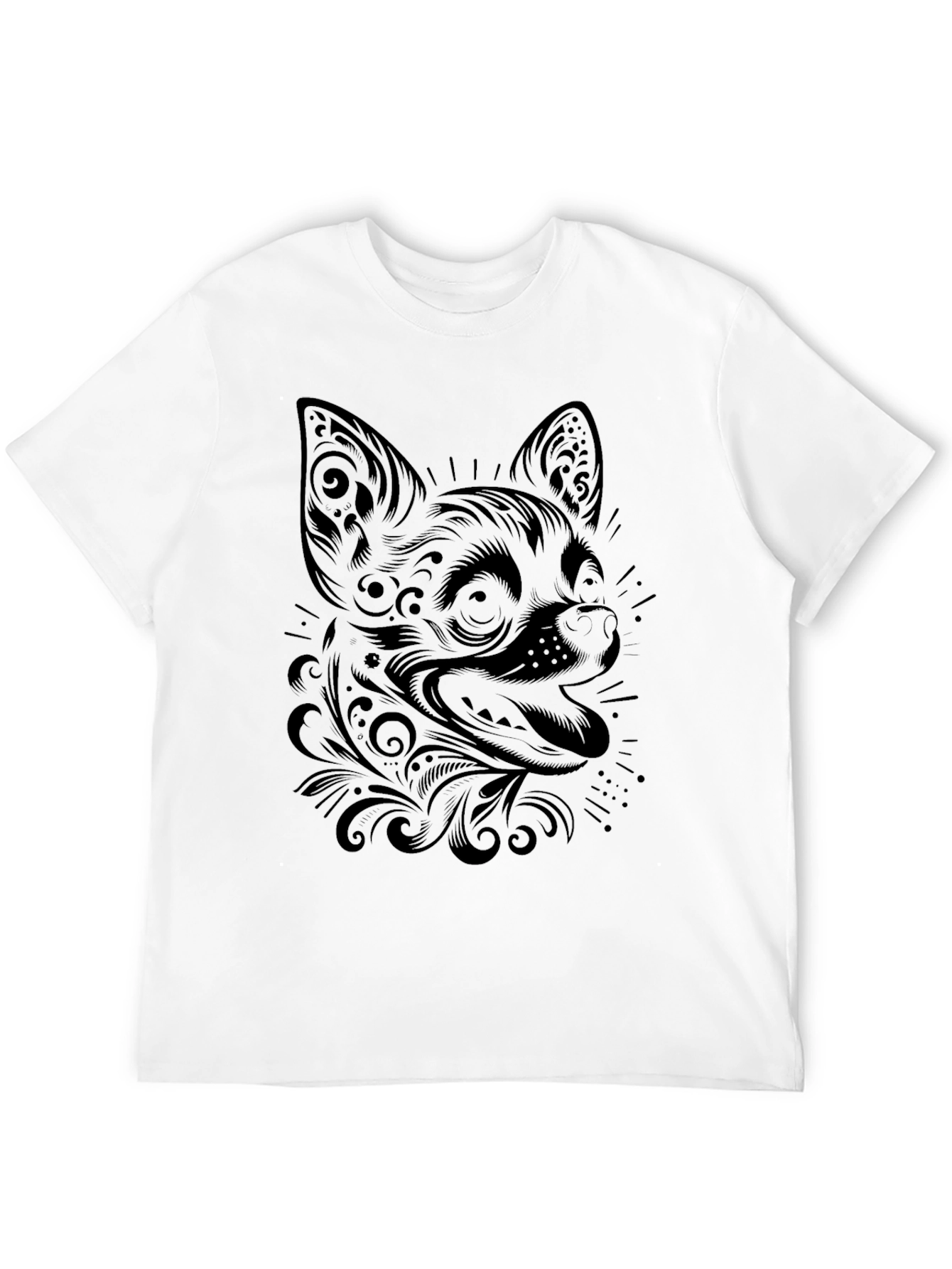 Chihuahua Dog Graphic Print Black T-Shirt