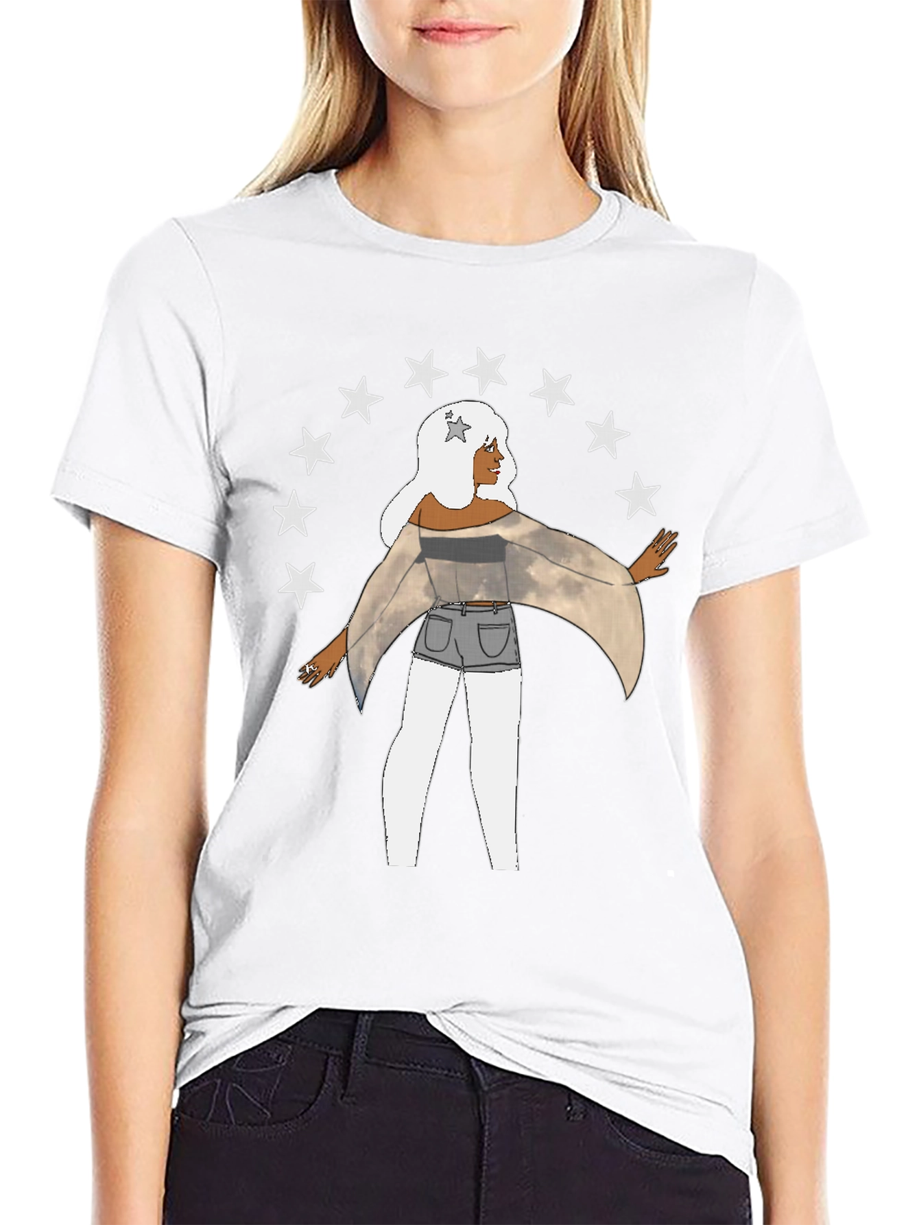 Celestial Star Girl Graphic T-Shirt