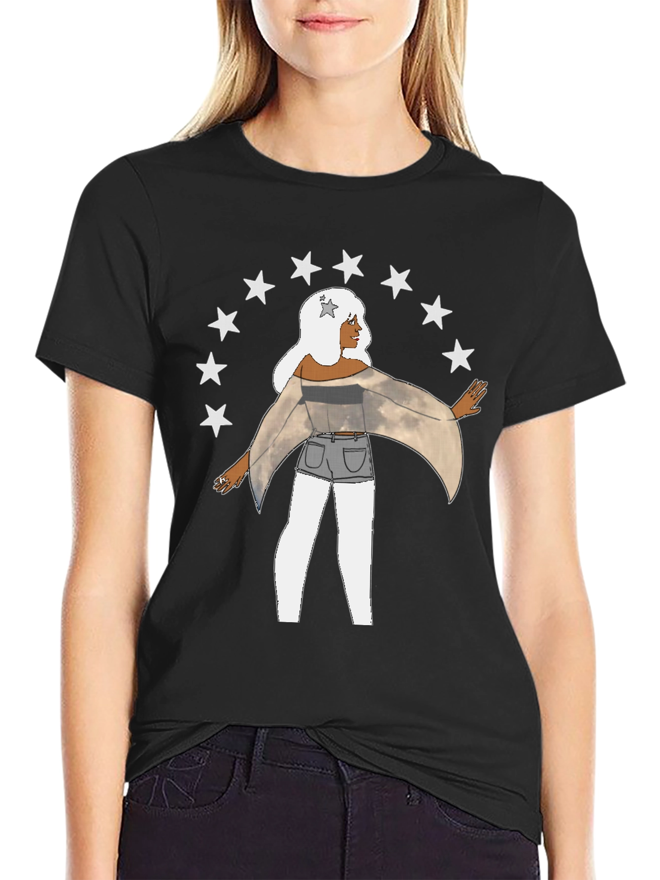 Celestial Star Girl Graphic T-Shirt