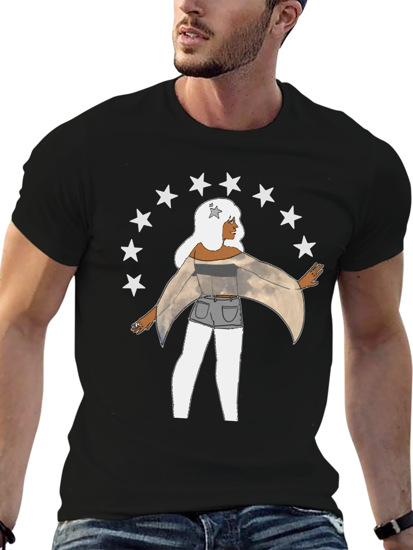 Celestial Star Girl Graphic T-Shirt