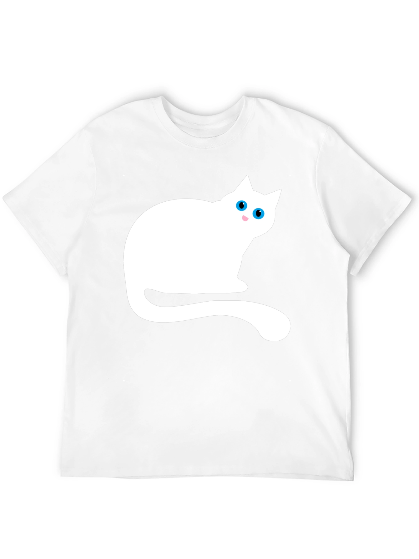 Black T-Shirt with White Cat Graphic