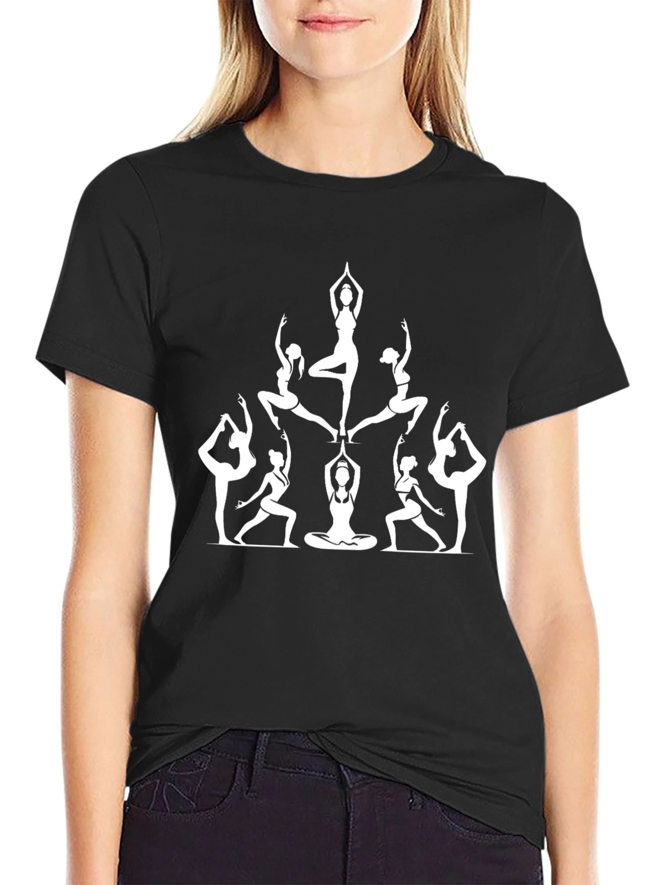 Yoga Pose Silhouette Graphic T-Shirt