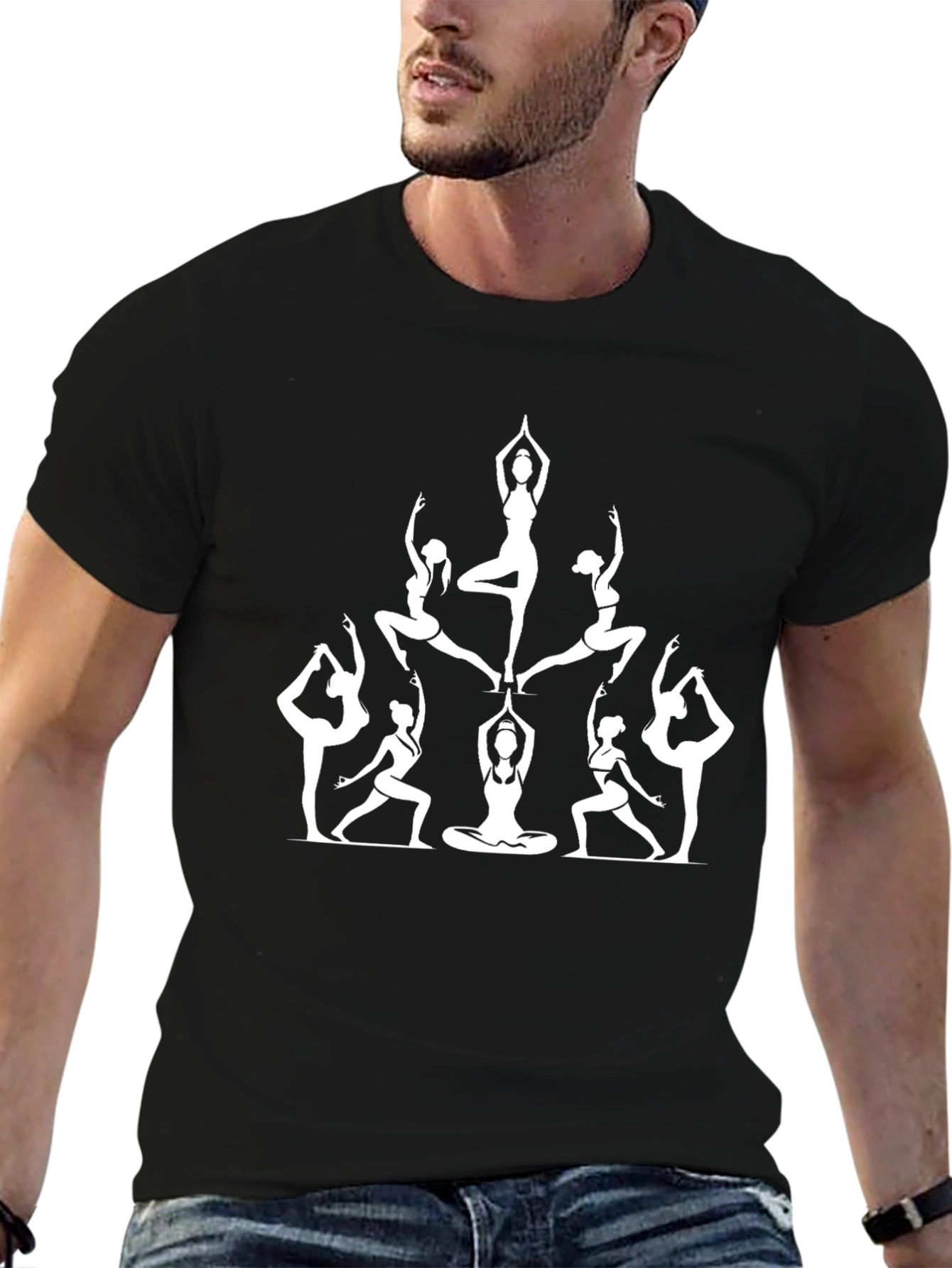 Yoga Pose Silhouette Graphic T-Shirt