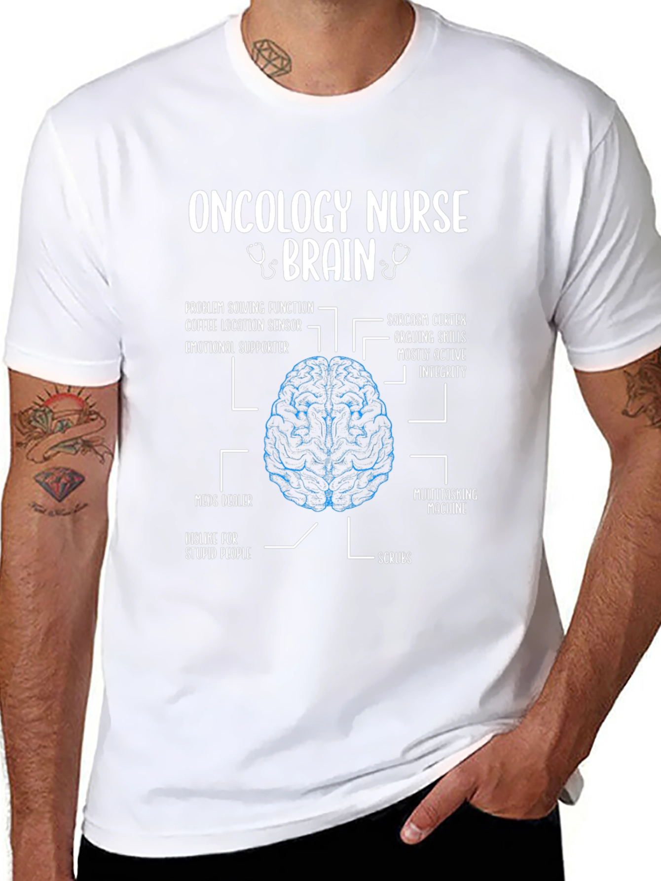 Oncology Nurse Brain Anatomy T-Shirt - Funny Gift