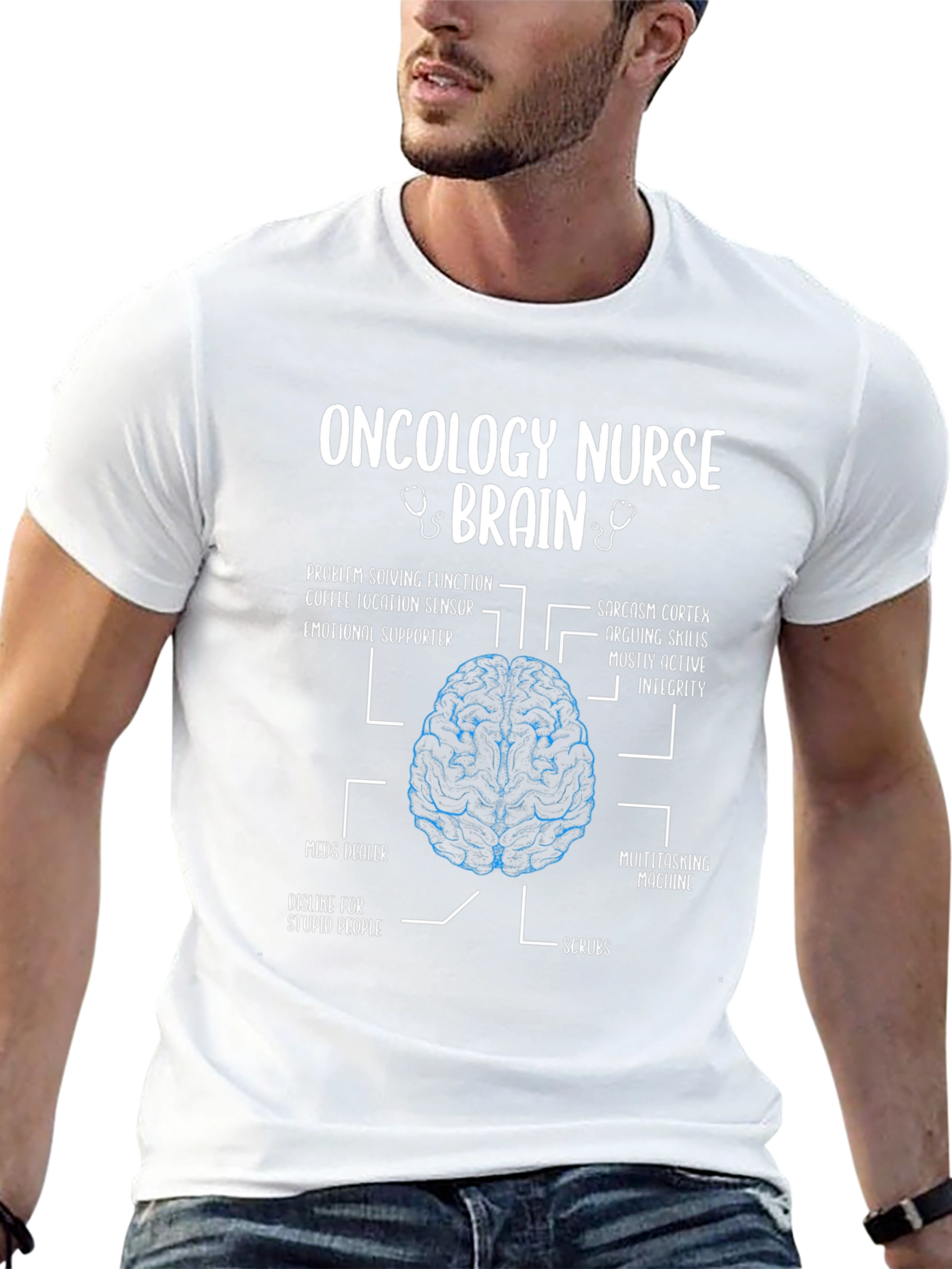 Oncology Nurse Brain Anatomy T-Shirt - Funny Gift