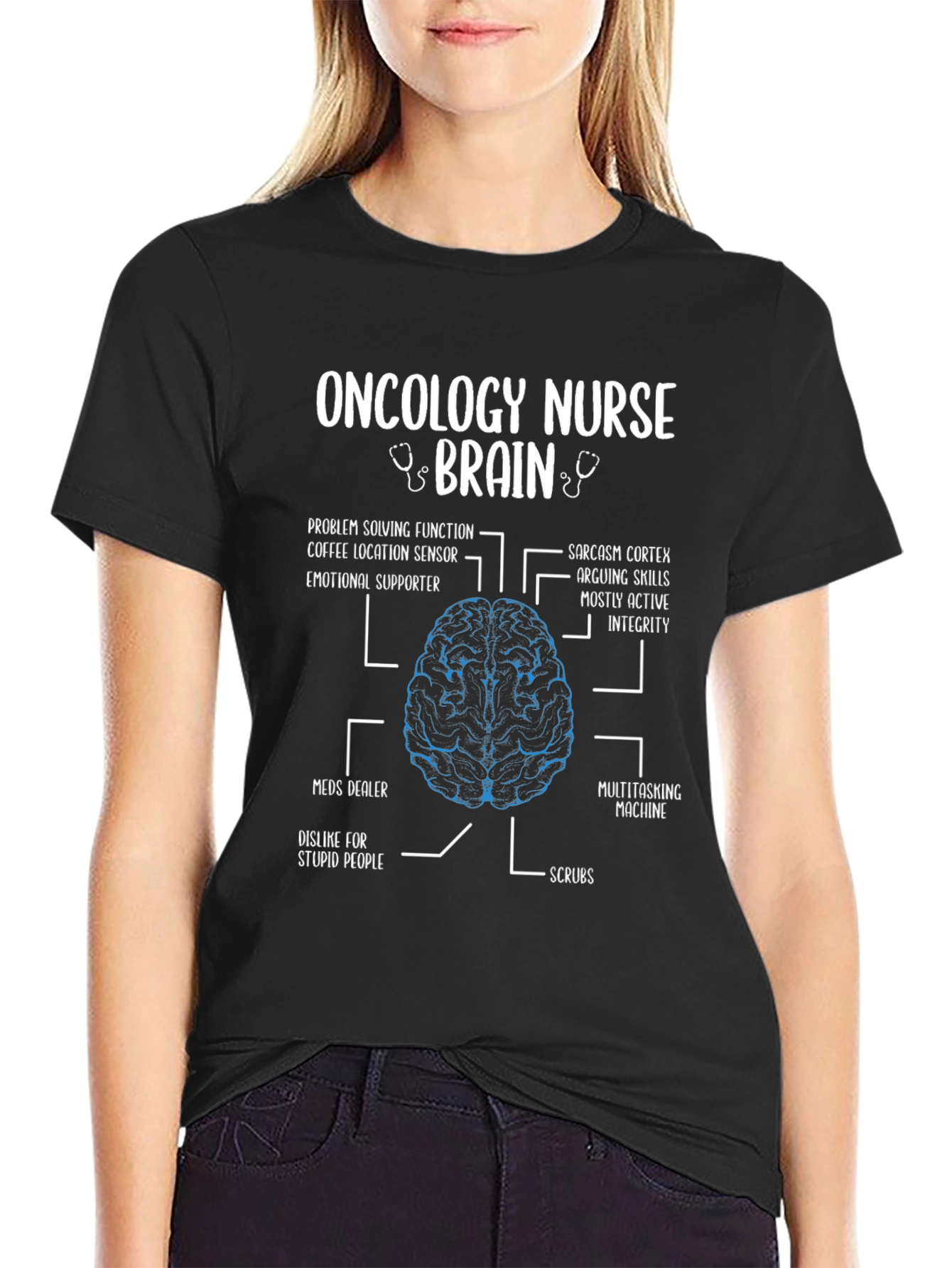 Oncology Nurse Brain Anatomy T-Shirt - Funny Gift