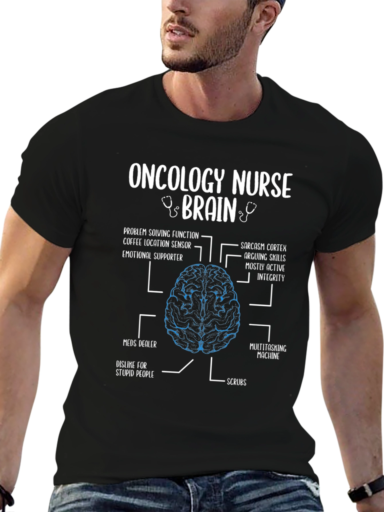 Oncology Nurse Brain Anatomy T-Shirt - Funny Gift