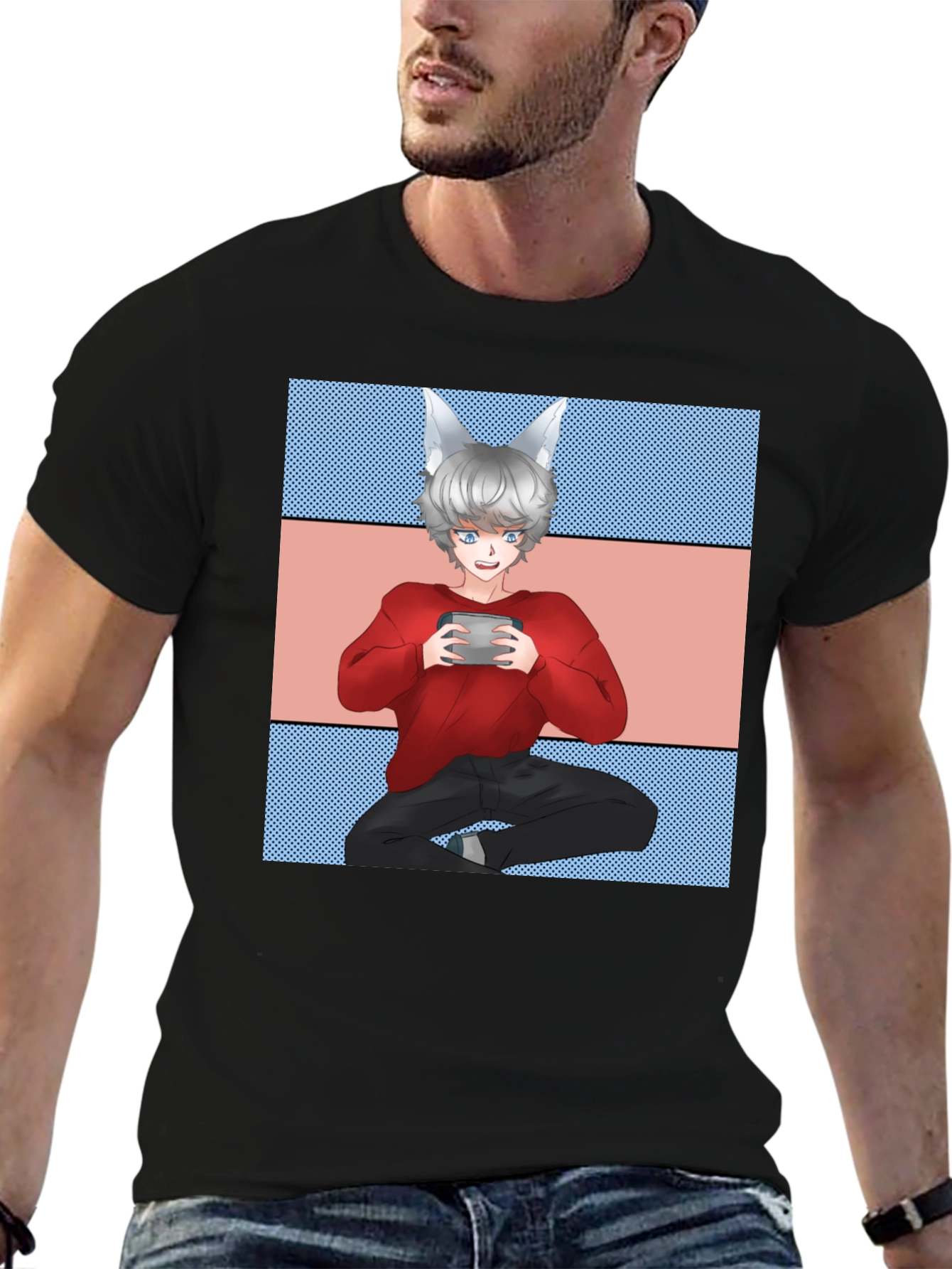 Anime Gamer Black T-Shirt - Unique Design!