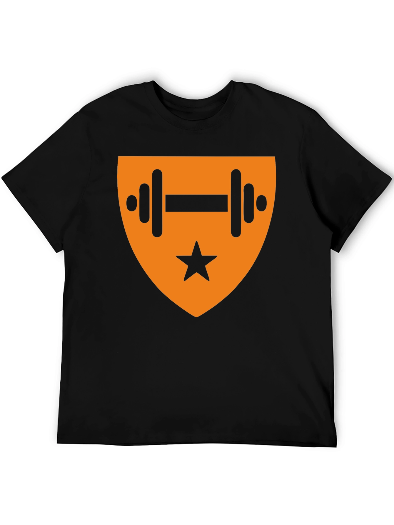 Black T-Shirt with Orange Fitness Emblem