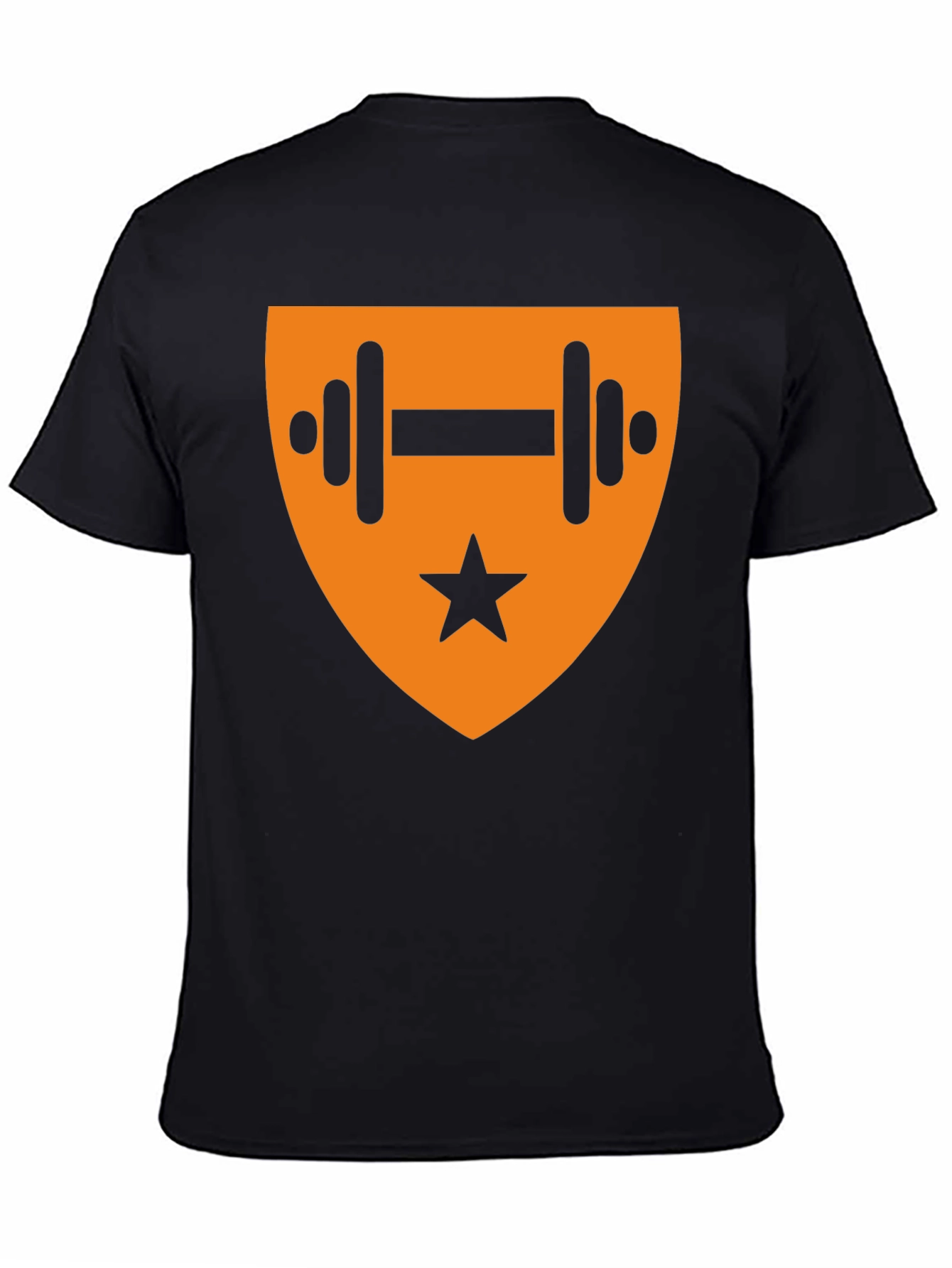 Black T-Shirt with Orange Fitness Emblem