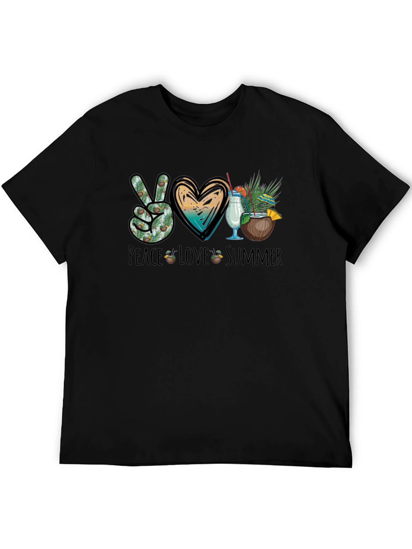 Peace Love Summer Black T-Shirt