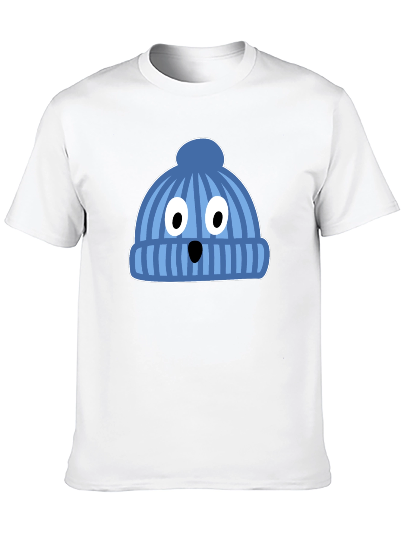 Funny Knit Hat Face Black T-Shirt