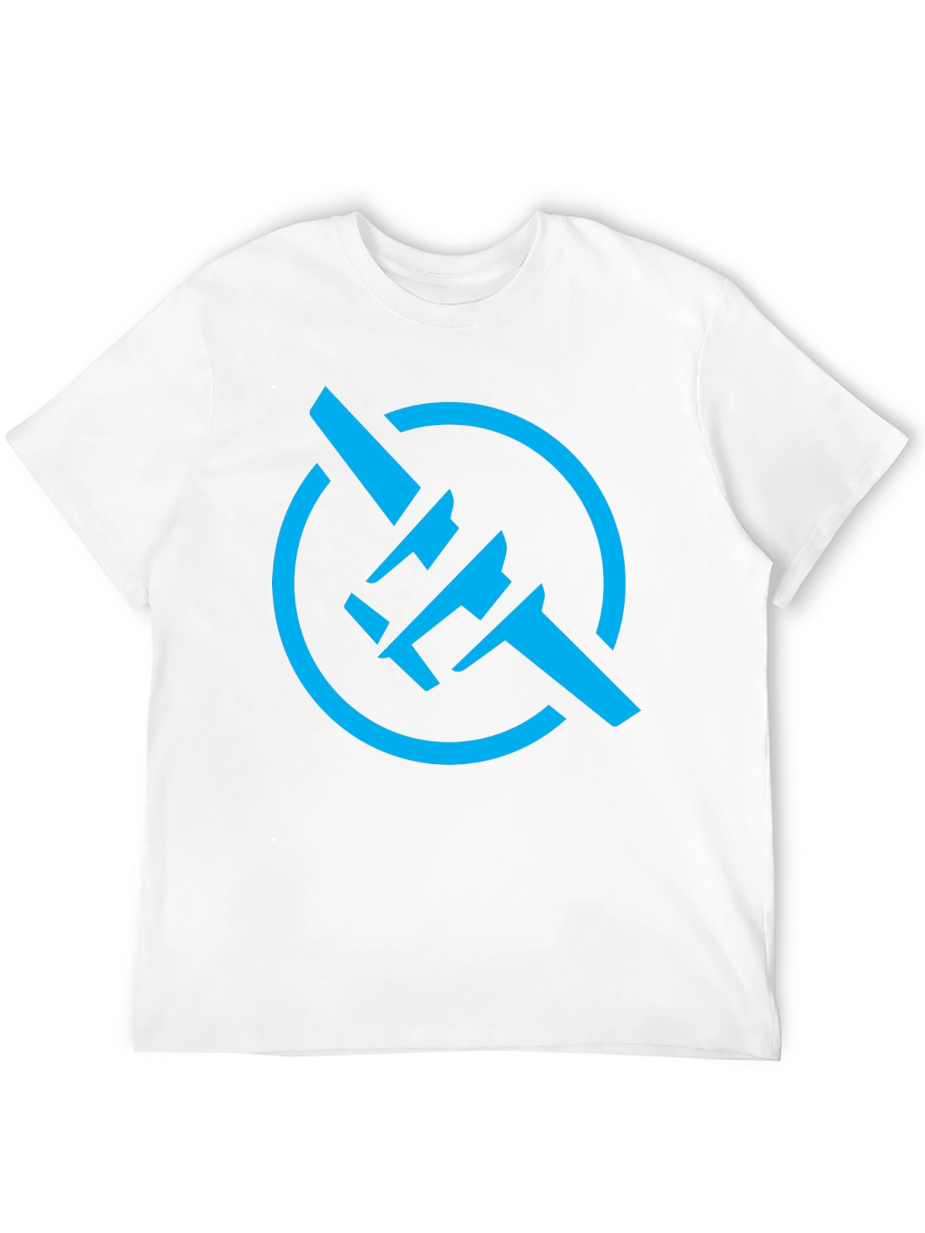 Modern Blue Symbol Graphic Black T-Shirt